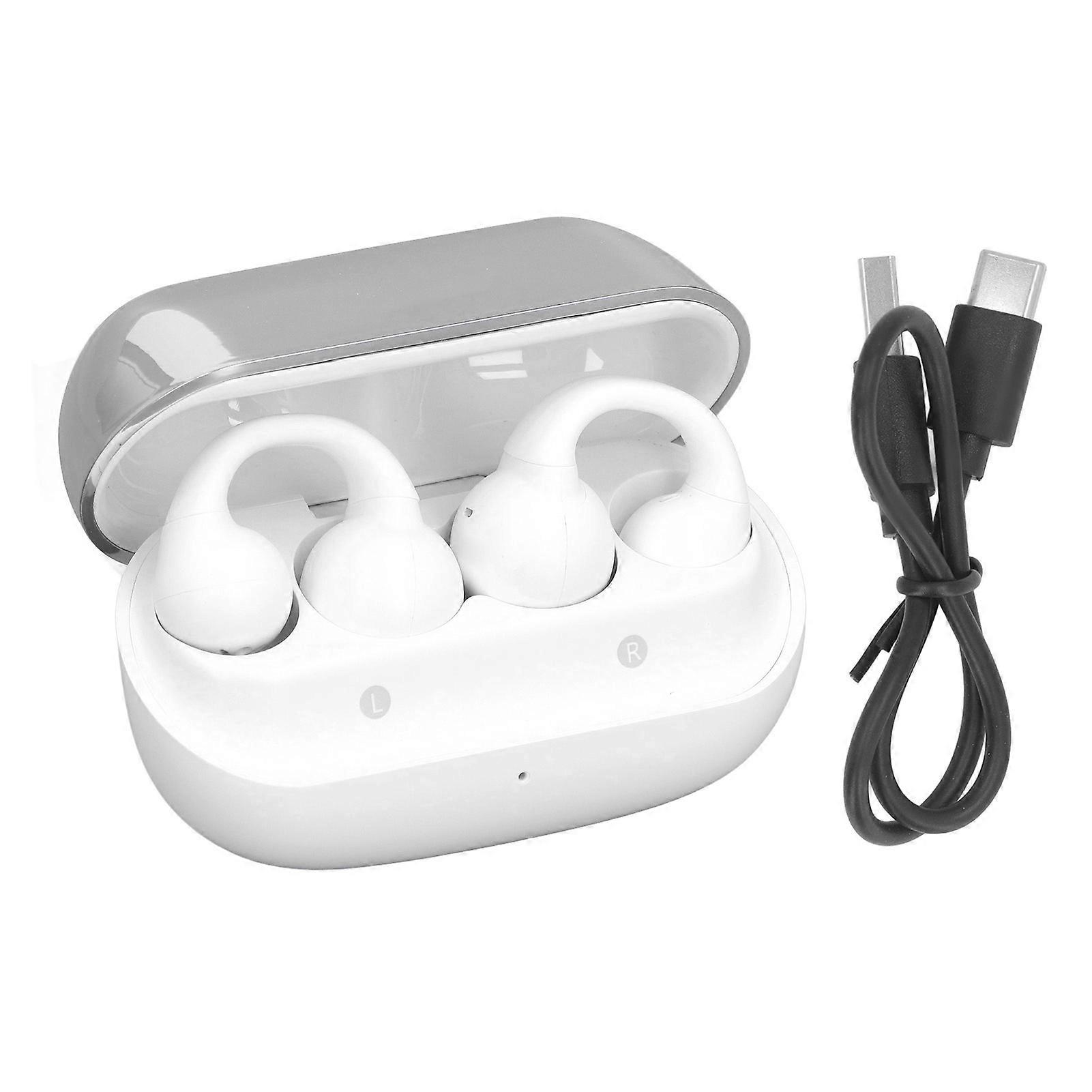Wireless Earbuds Bluetooth 5.3 Open Ear Clip On Headphones with Noise Reduction & Fast Charging