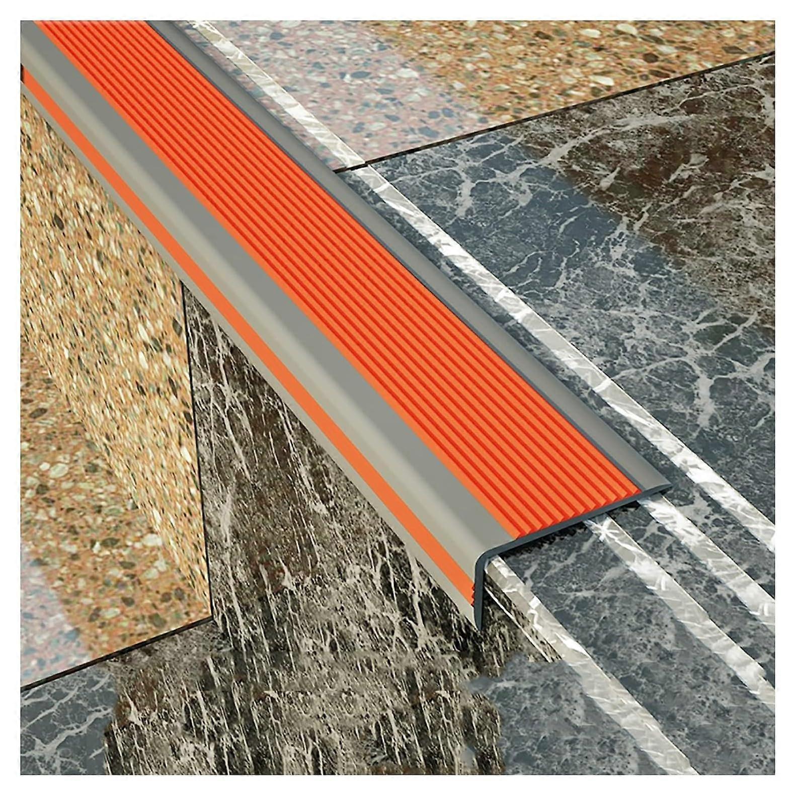Stair edge profile, antislip treads, for indoor and outdoor use, prevent slipping, LLIMEID 2m Orange.