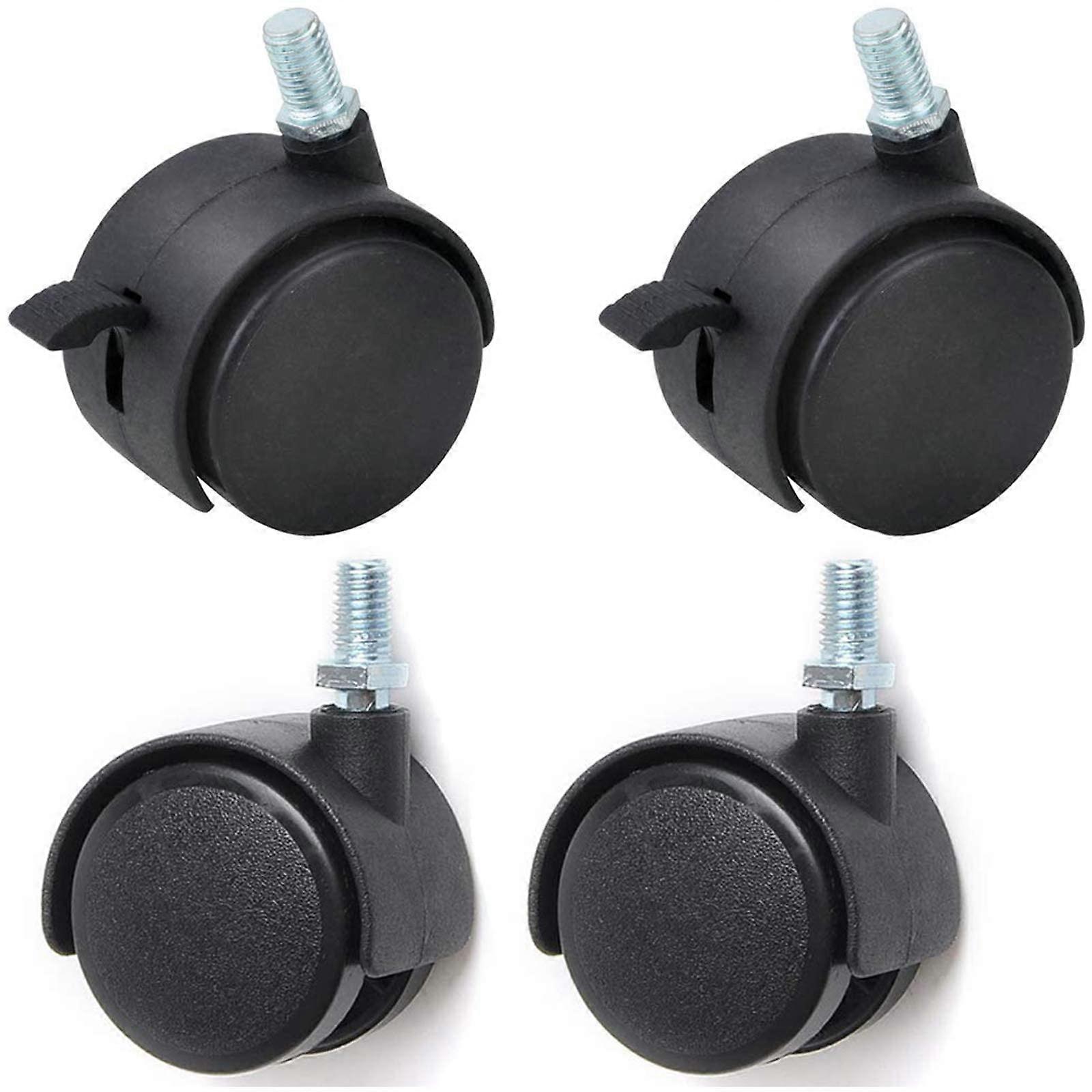 Swivel Caster Wheels Set of 4 with 2 Brakes and 2 Non-Brakes for Office Chair Replacement Soft Rollers