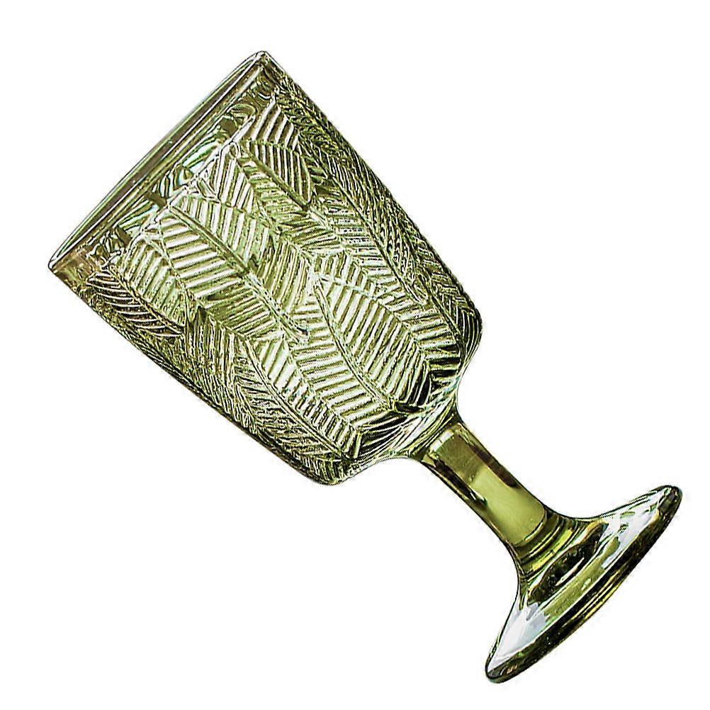 Retro Glass Goblet with Embossed Leaves Pattern – Lightweight Decorative Wine Cup for Parties, Home Use, and Gatherings – Easy to Clean