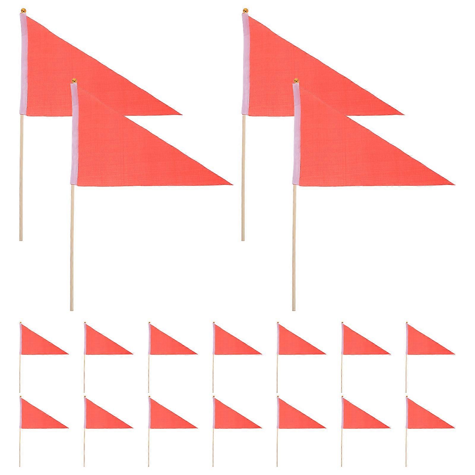 Triangular Garden Flag Marking Flag Fencing Training Tool Lawn Flag Triangular Red 15.72X11.79X0.08in 20Pcs