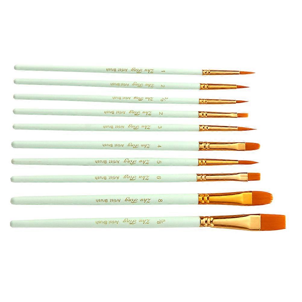 Wood Handle Paint Brush with Premium Nylon Tips and Copper Tube Interface for Painting Use Light Green