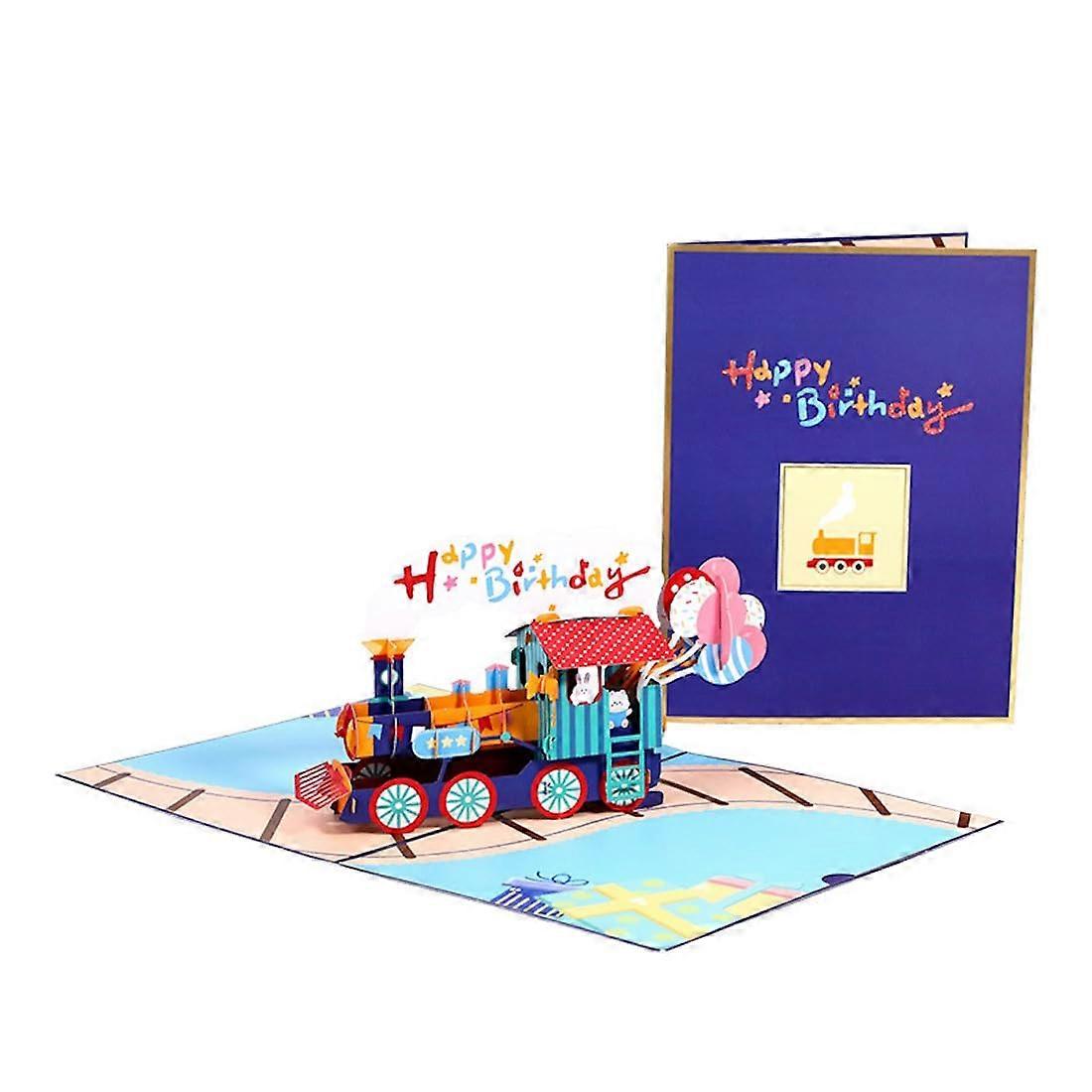 Birthday Card for Boy 3D Pop Up Train Card With Envelope, Colorful Design, Greeting Card For Boys And Train Lovers