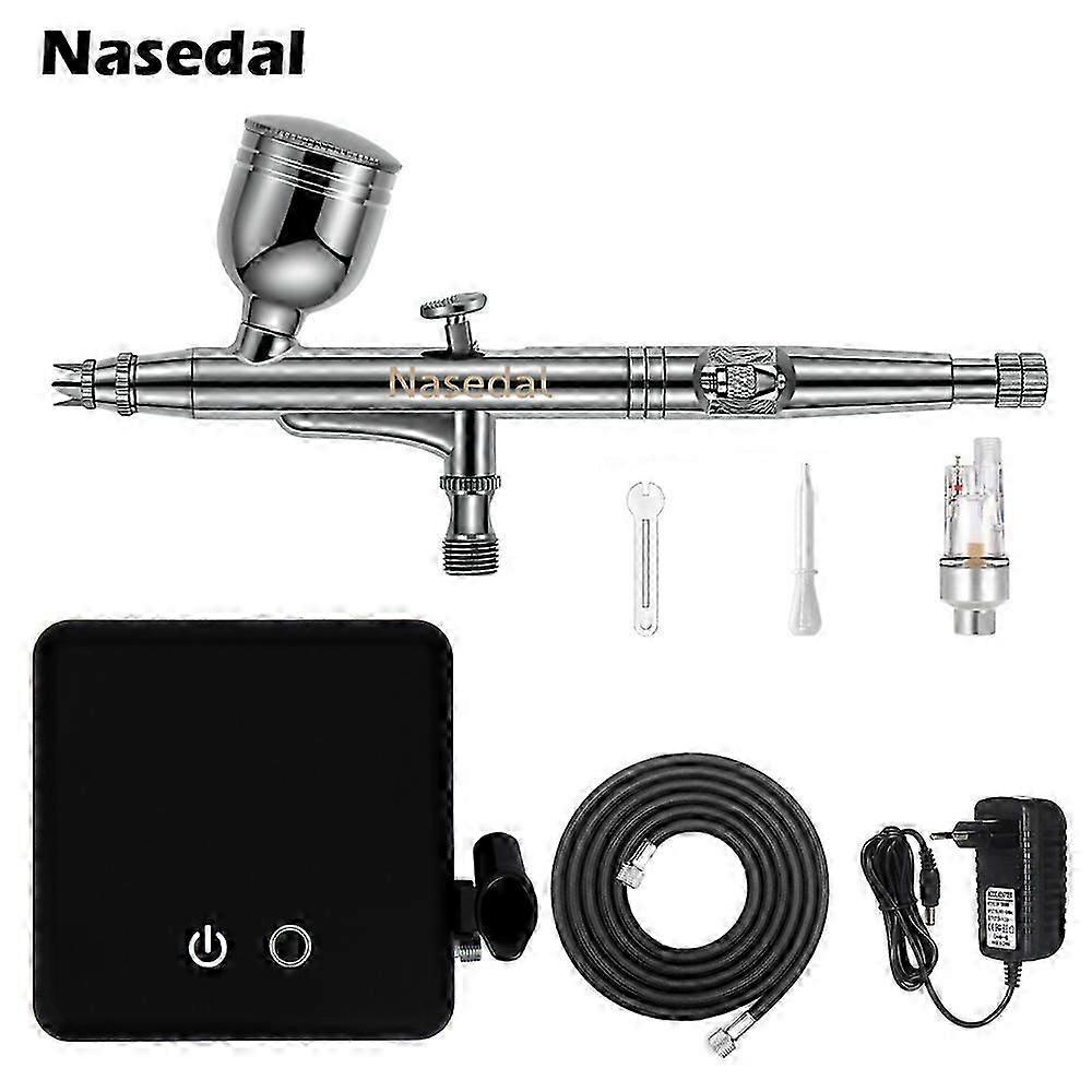 Nasedal Auto-Stop Function Airbrush Compressor 7cc 0.3mm Dual-Action Airbrush