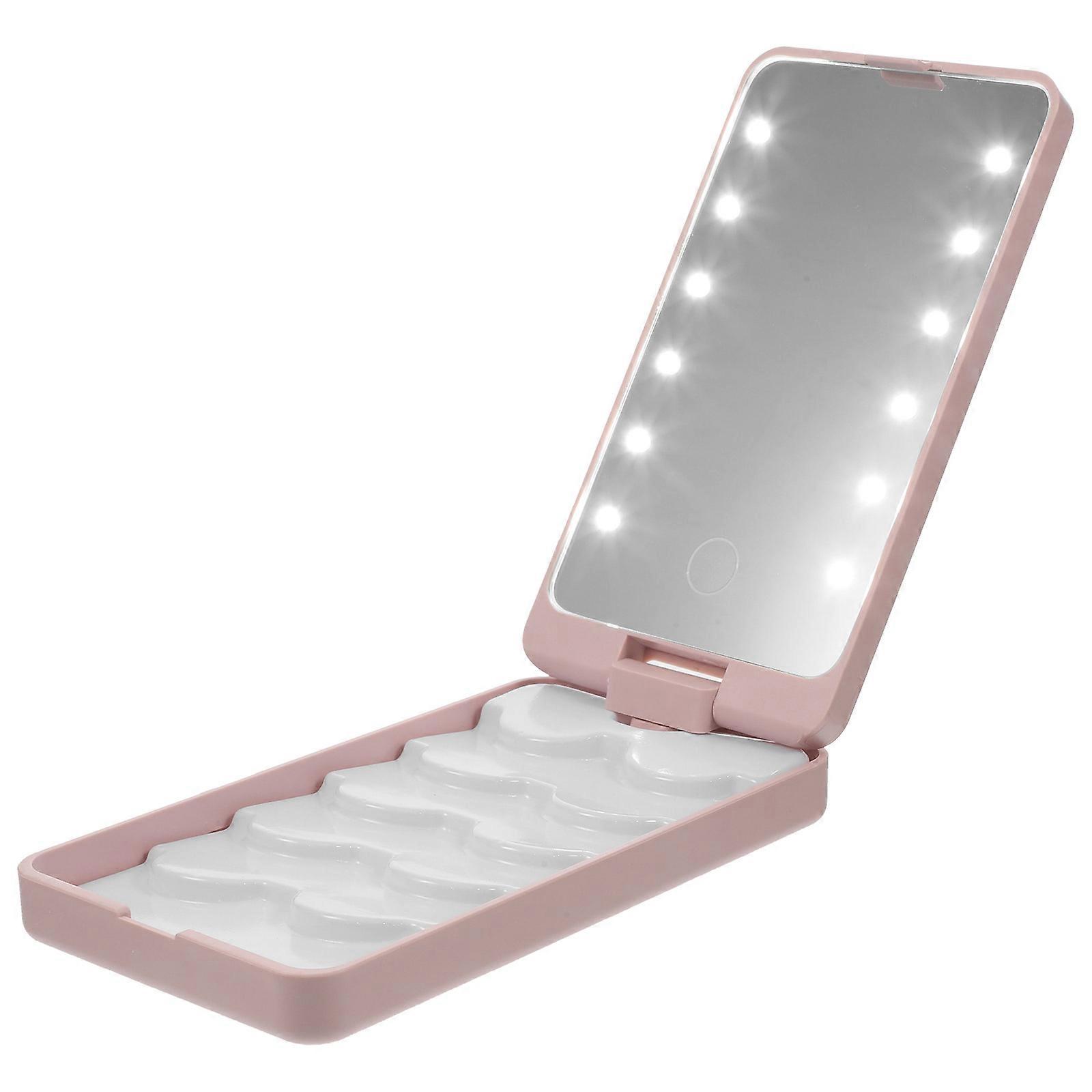 LED Eyelash Holder Case with High Definition Mirror for Makeup Use in White ABS Material