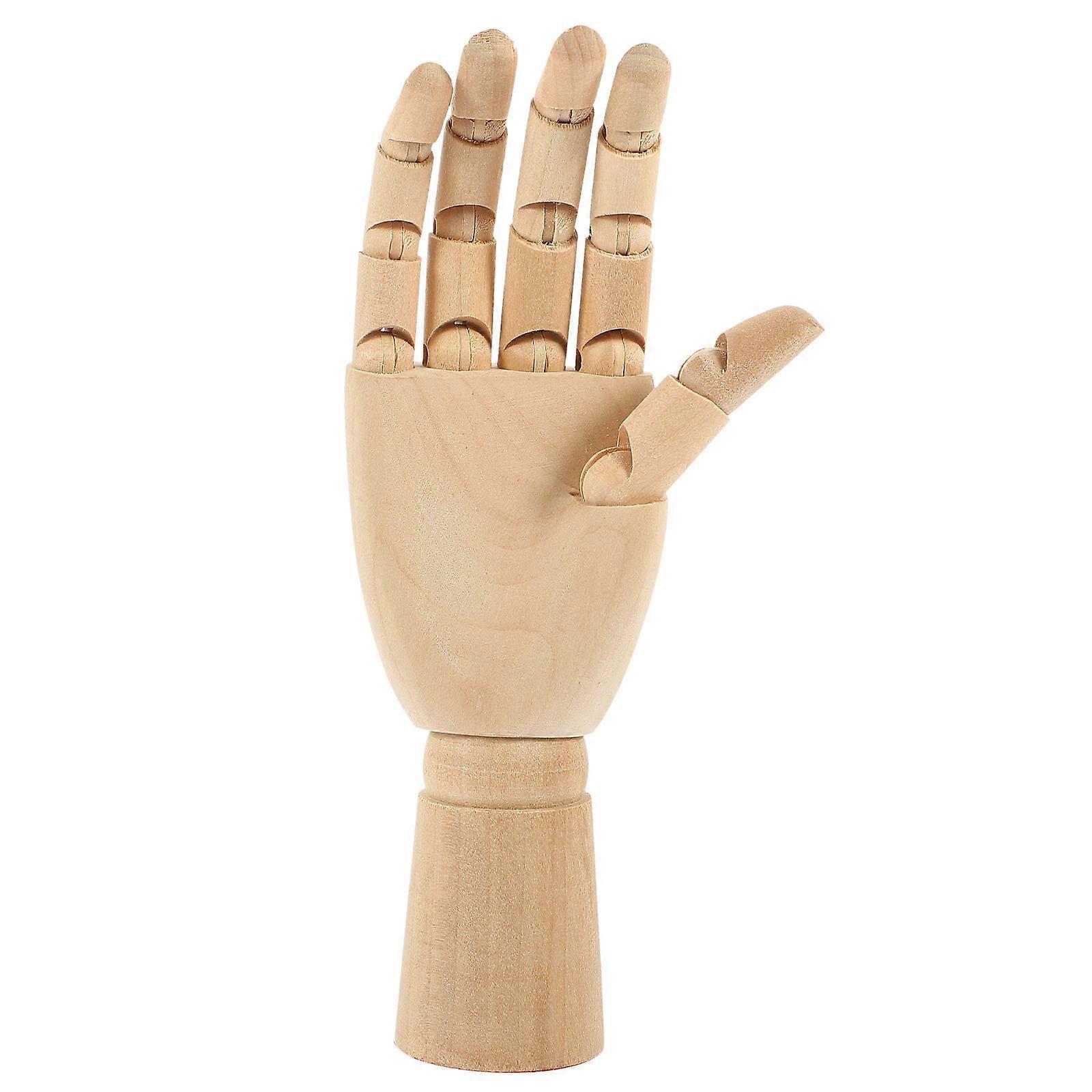 Wooden Hand Model for Decor Beige Color Well Made Sturdy Wood Material Flexible Joints Small Size