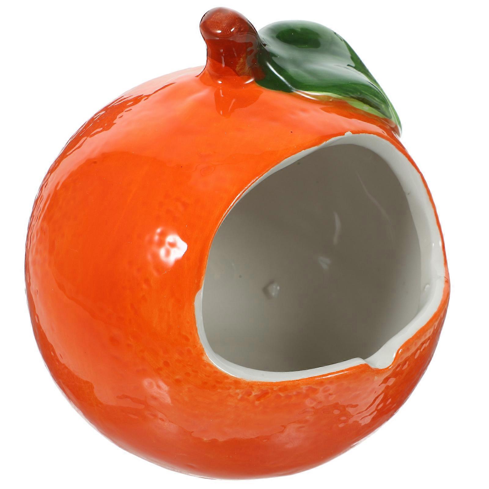 Ceramic Sleeping Bed for Hamster Orange Color Creative Pet Nest Cooling Design 1 Set Pet Supplies