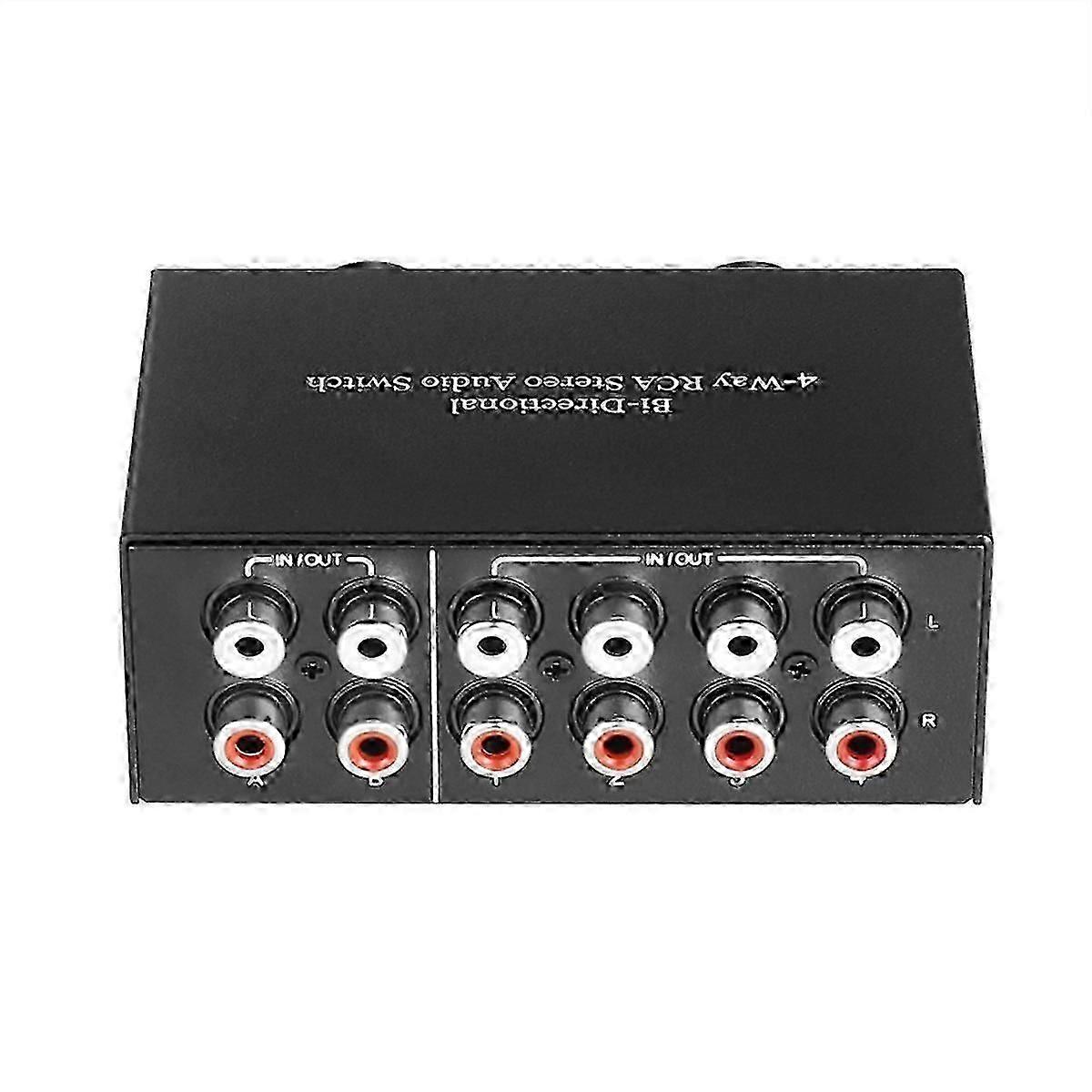 Bi-Directional 4-Way RCA Audio Switch 2x4/4x2 Stereo L/R Channel Selector-Good