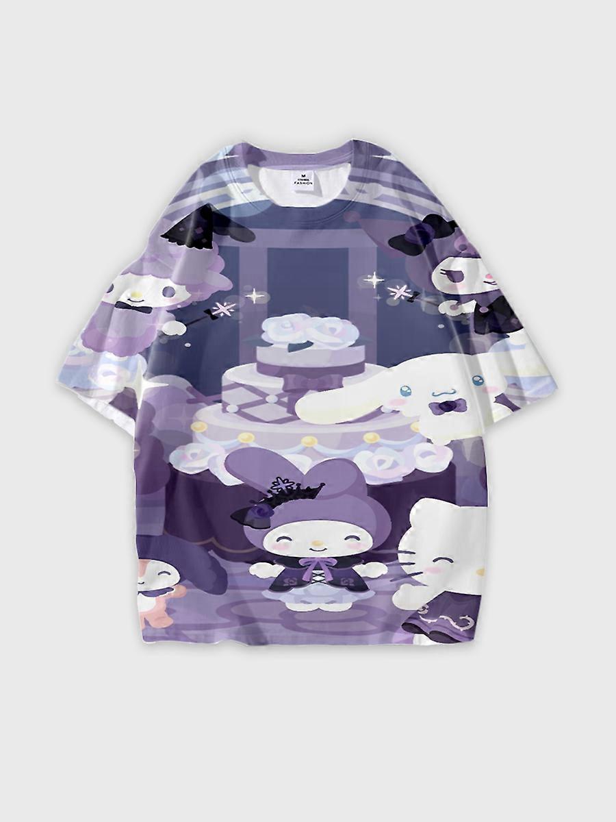 T-shirt round neck Cartoon Pattern loose short sleeve E1345