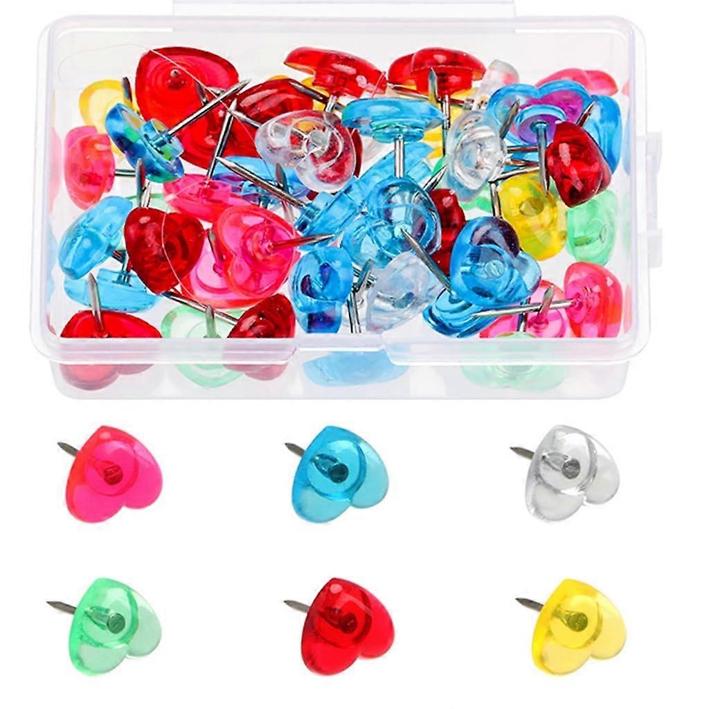 Heart Push Pin Set 50/100/150 Pieces With Case For Cork Board And Note Boards Office