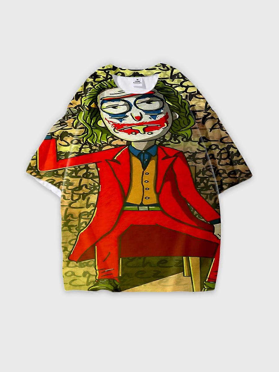 T-shirt round neck Animation Character Pattern loose short sleeve E2388
