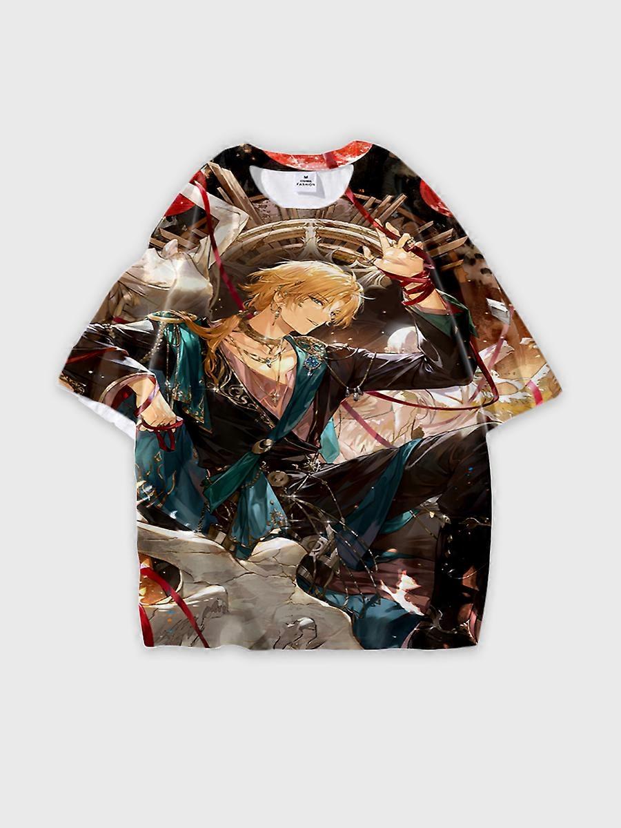 T-shirt round neck Role Pattern loose short sleeve E3433