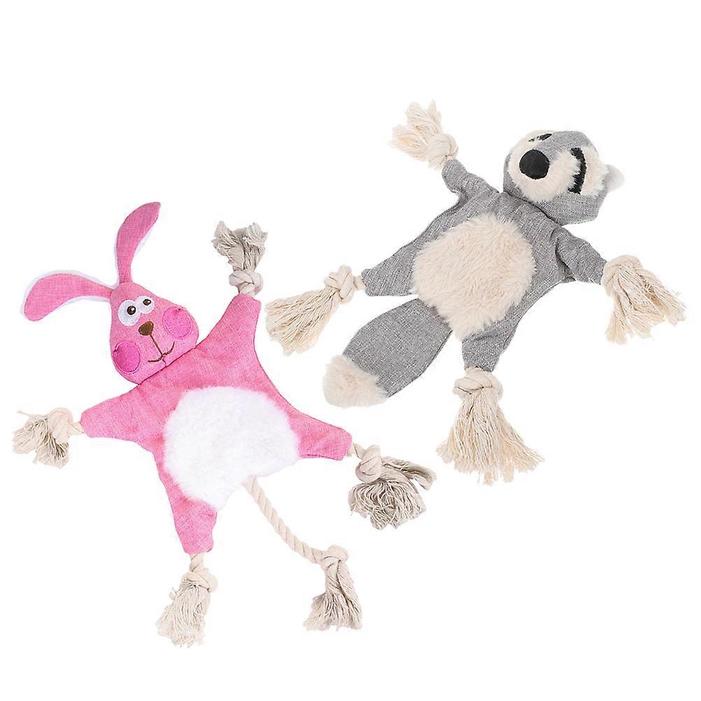 No Stuffing Dog Toy for Kids Playing Safe Cloth Cartoon Animal Shape Assorted Color 2pcs