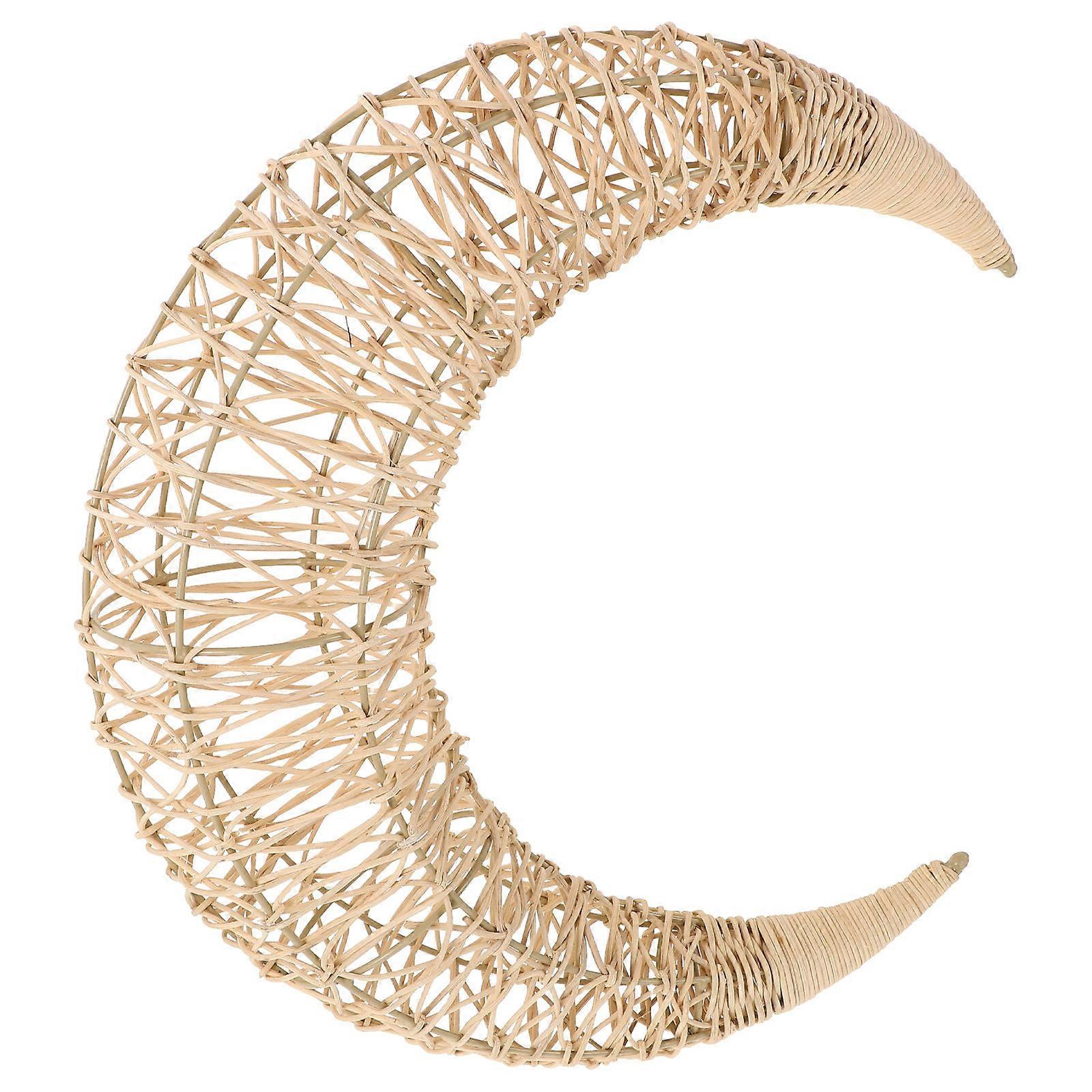 Rattan Moon Hanging Decor for Decor with Moon Shape Beige Style