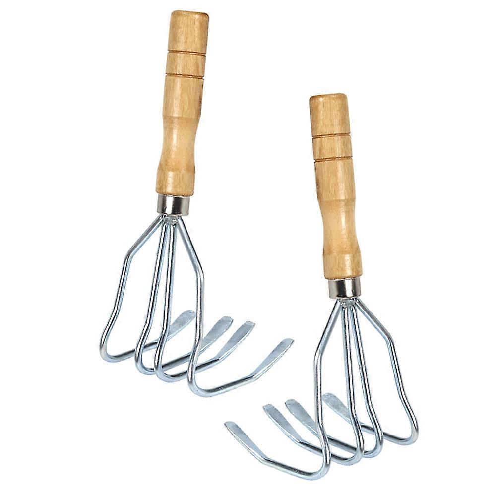 Wood and Stainless Steel Crab Claw Rake Set 2Pcs for Daily Use Seafood Tool with Comfortable Handle