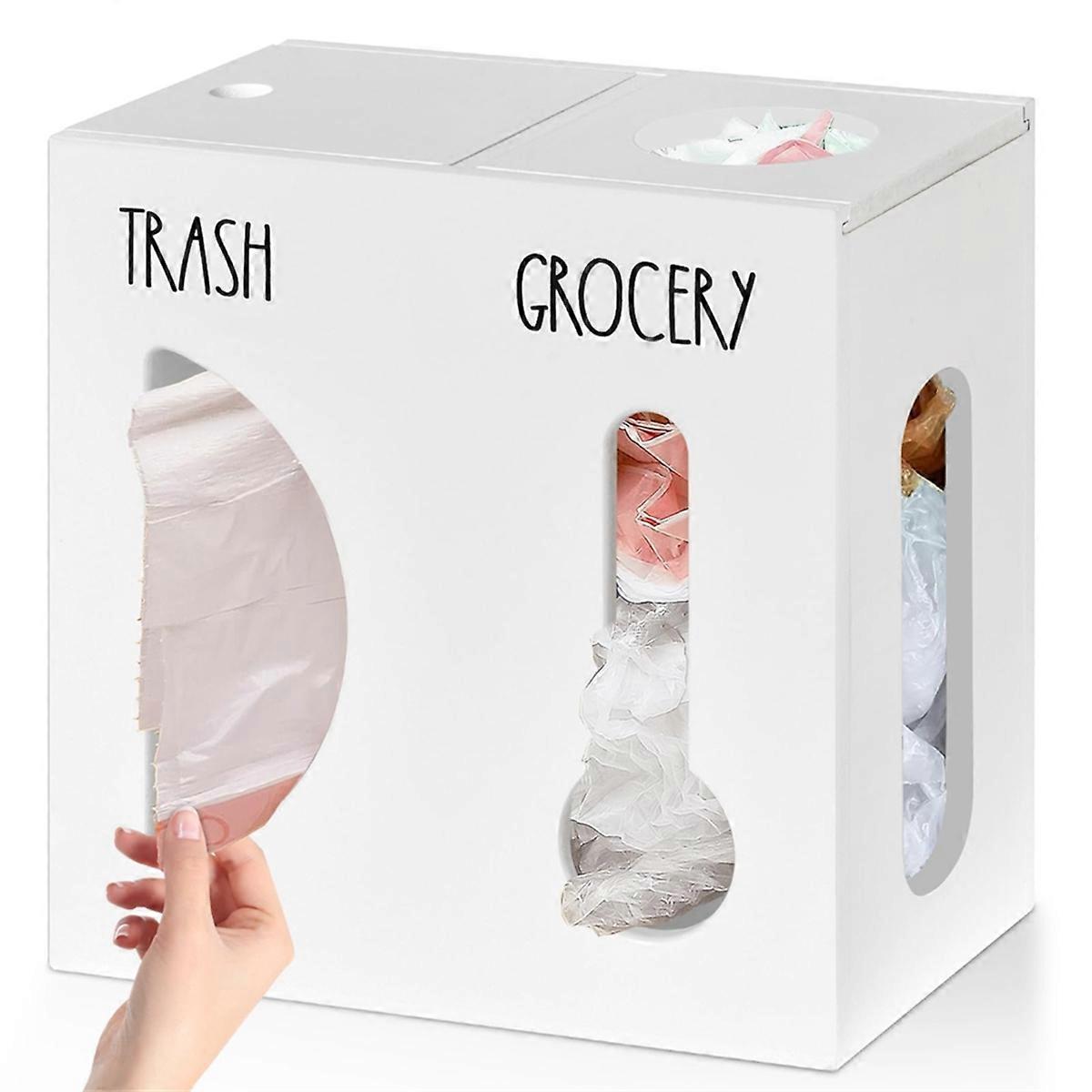 2 in 1 Grocery Bag Holder Trash Bag Dispenser, Wood Trash Bag Holder, Garbage Bag Holder Wall Mount