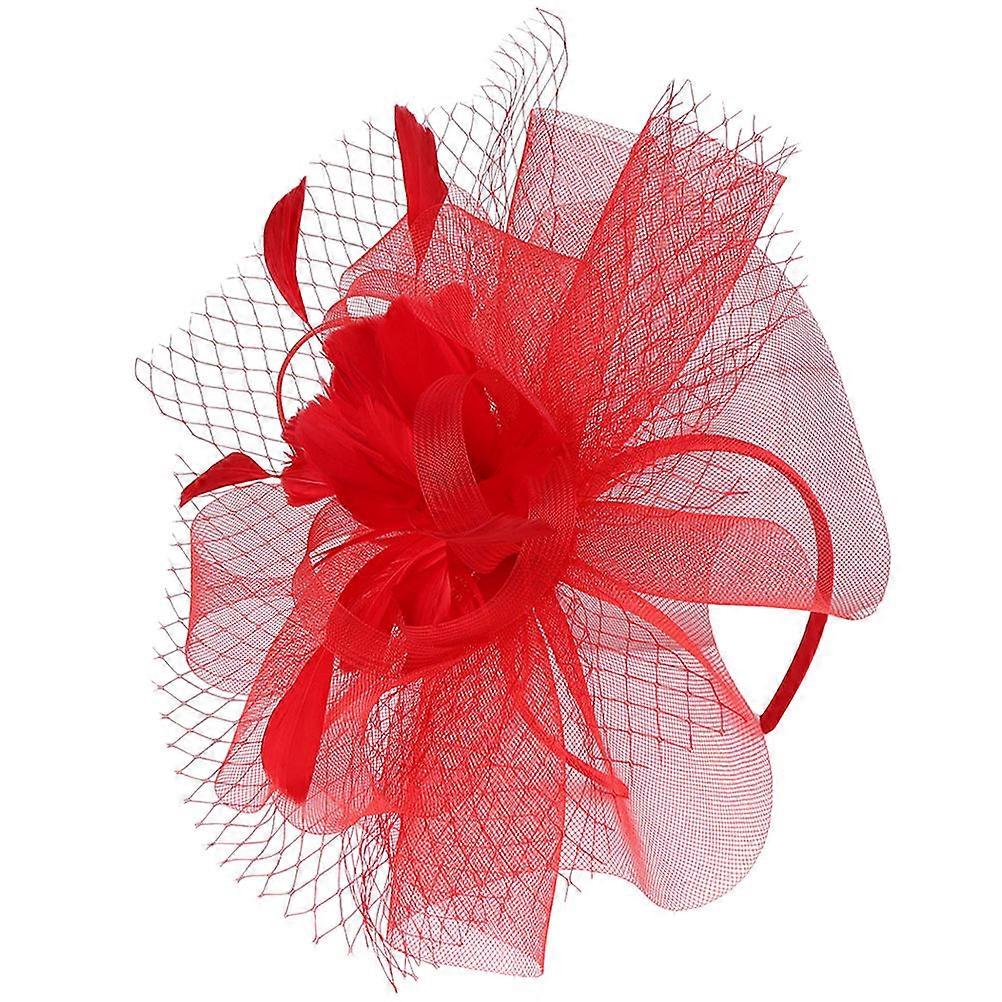 우아한 티파티 헤드밴드 꽃 장식 여성 다용도 착용 빨간색 1팩