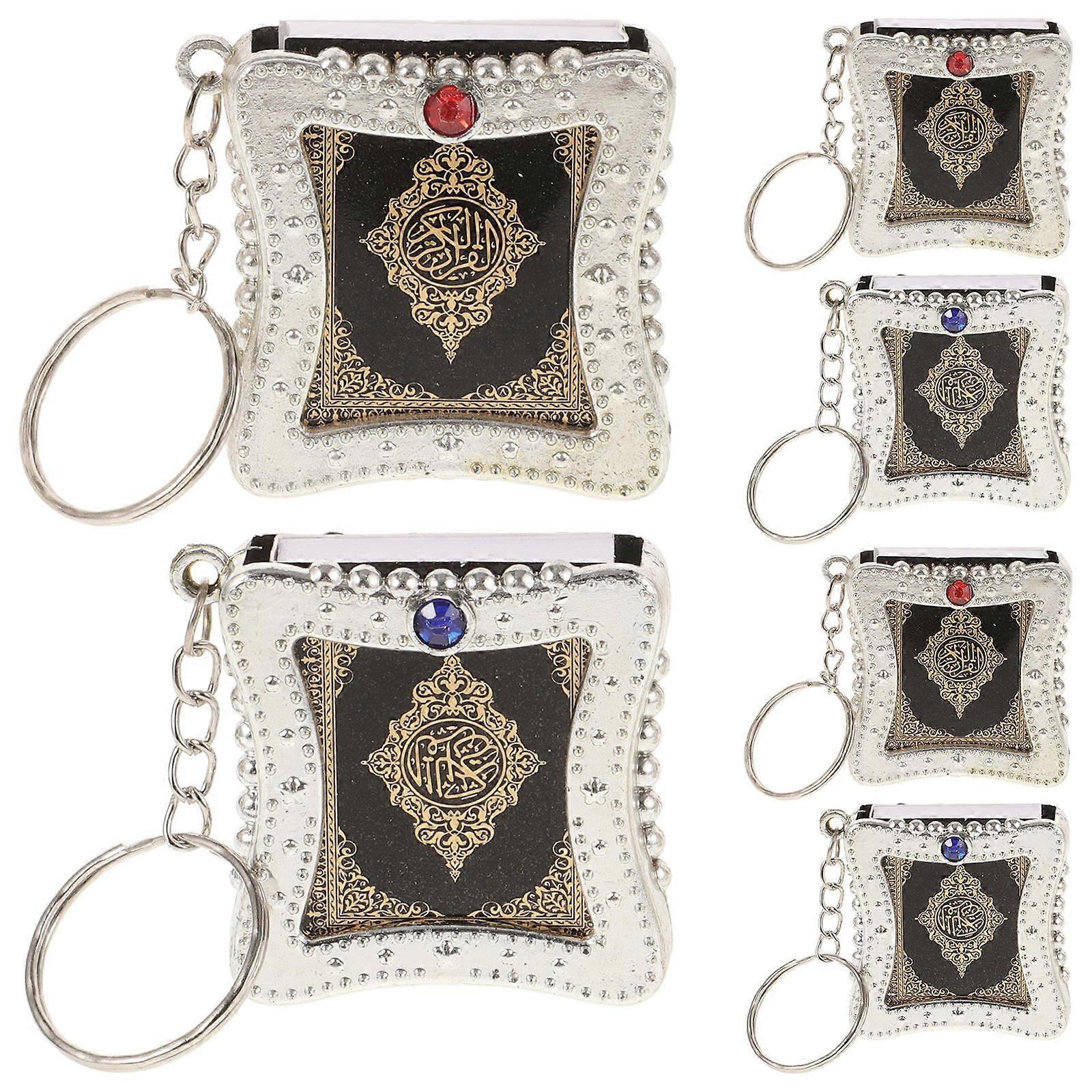 Assorted Color Plastic Quran Keychain Pendant Lightweight Decorative Keyring for Bags 6pcs