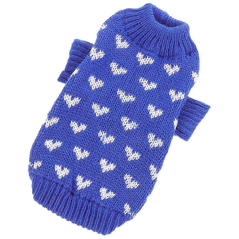 Warm and Adorable Blue Dog Sweater with Round Collar Design for Valentine's Day Use Acrylic Fibers Size L