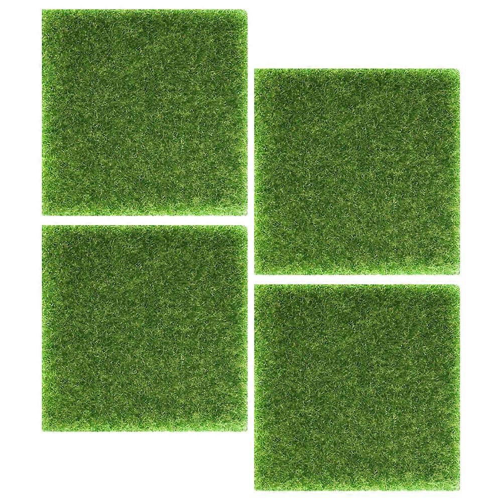 Grass Landscape Mat 4Set In Green Size 15x15cm Ideal For Gardening Props And Use With Realistic Appearance