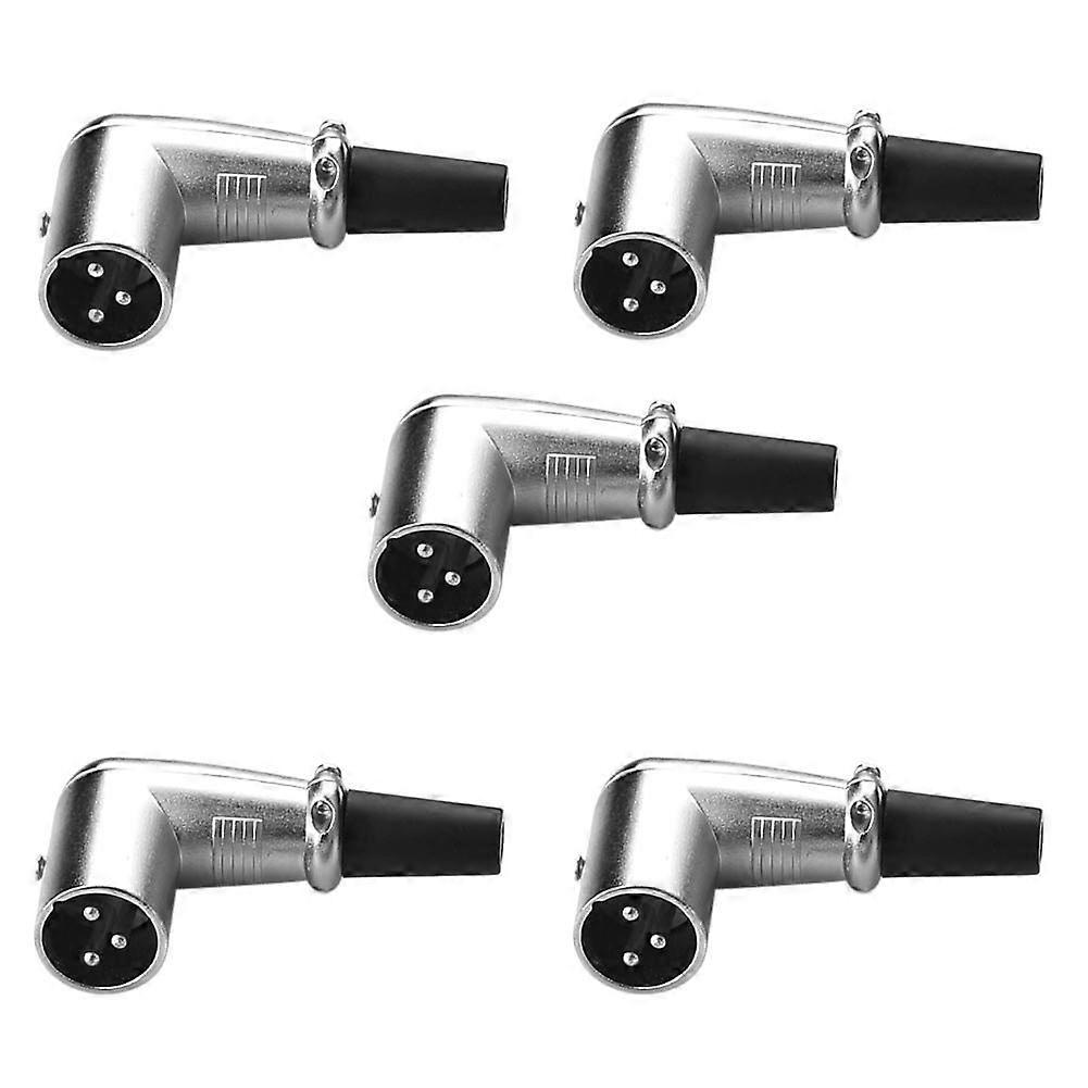 90 Degree XLR 3 Pin Microphone Speaker Male Right Angle Adapter Connector (5 Packs) 5 Items