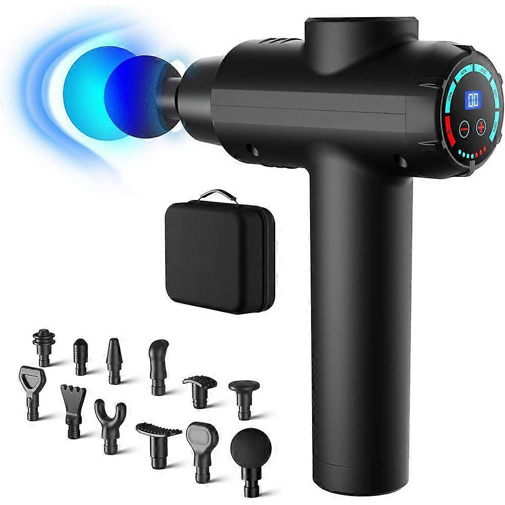 Portable Deep Tissue Massage Gun, 10 Heads for Different Muscle, 30 Speed Quiet Handheld Neck Back Massager