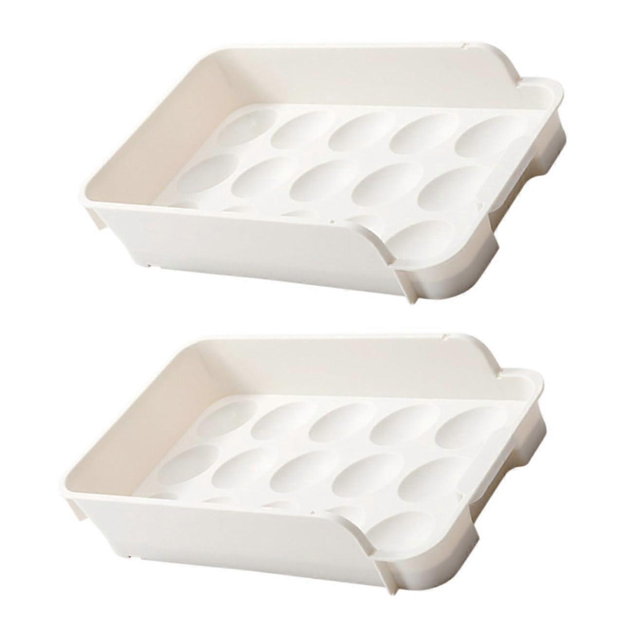 Egg Storage Container Set of 2, Stackable Transparent Egg Organizer, Space-Saving Fridge Storage for Eggs