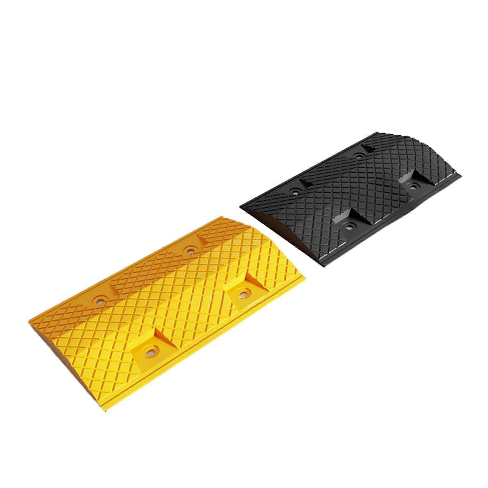 2 STK. Full Rubber Curb Ramps with Super Anti-Roll Function for Asphalt Concrete Gravel Driveways 50x32x4CM