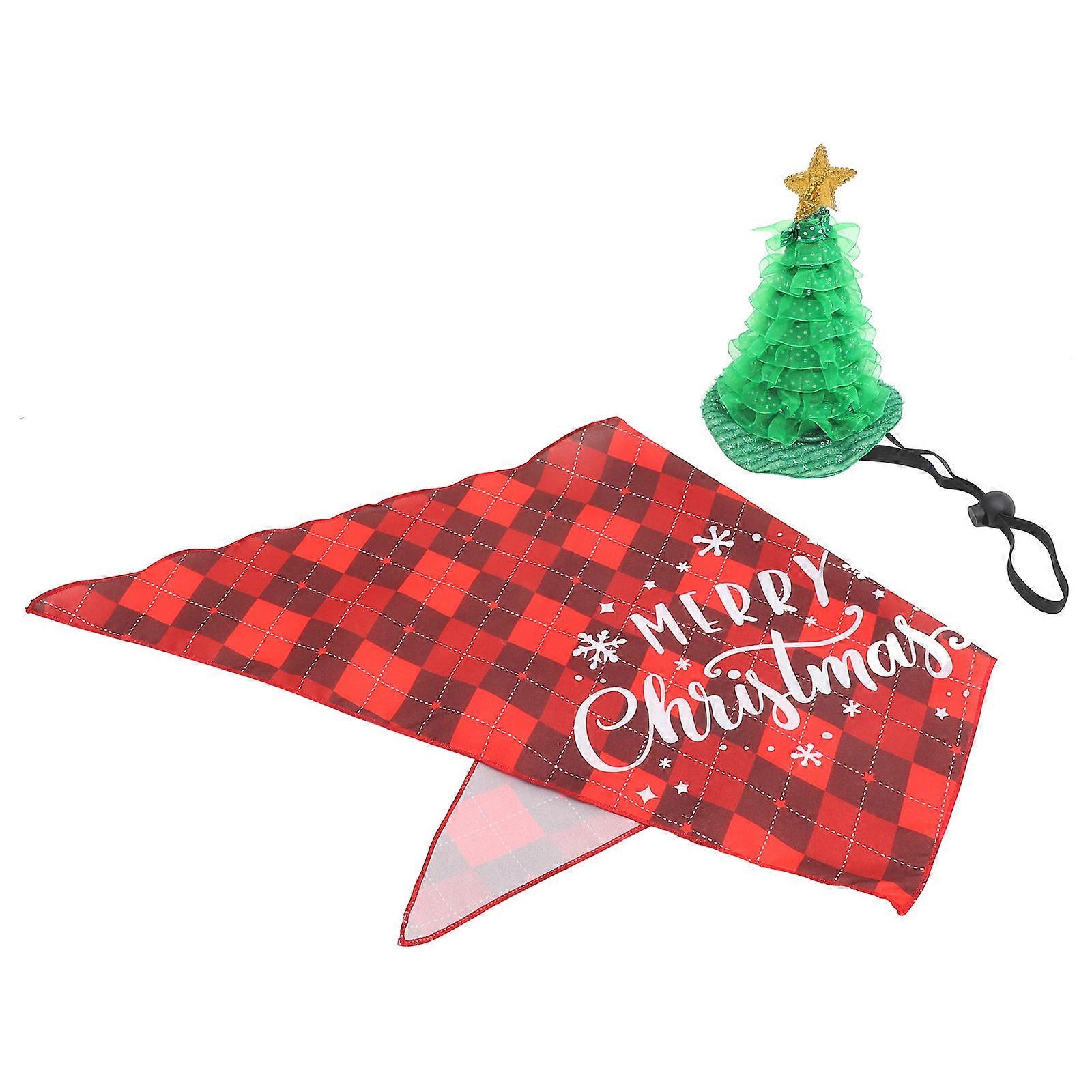 Festive Pet Hats Including Triangular Scarf And Christmas Dog Hat For Christmas Celebration Pet Supplies 1 Set