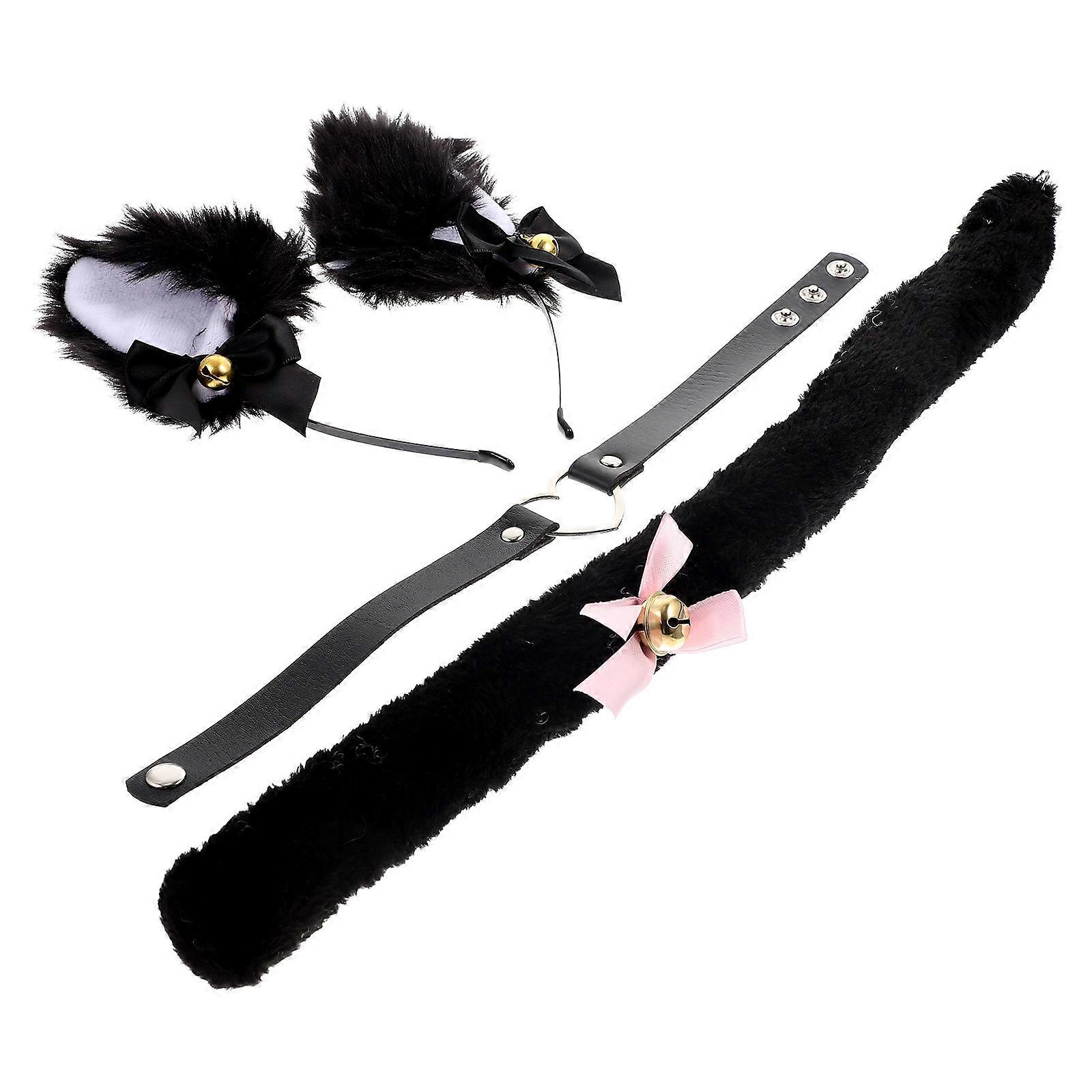 Cute Cat Ear Headdress With Tail And Collar For Parties And Dressing Up 1 Set In Assorted Color Suitable For Everyone