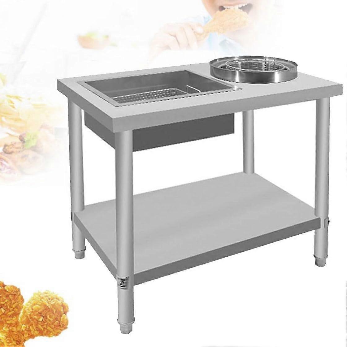 Breading Table for Fried Chicken, Stainless Steel Breading Table, Commercial Food Preparation Work Table, Breading Table for Fried Food Preparation