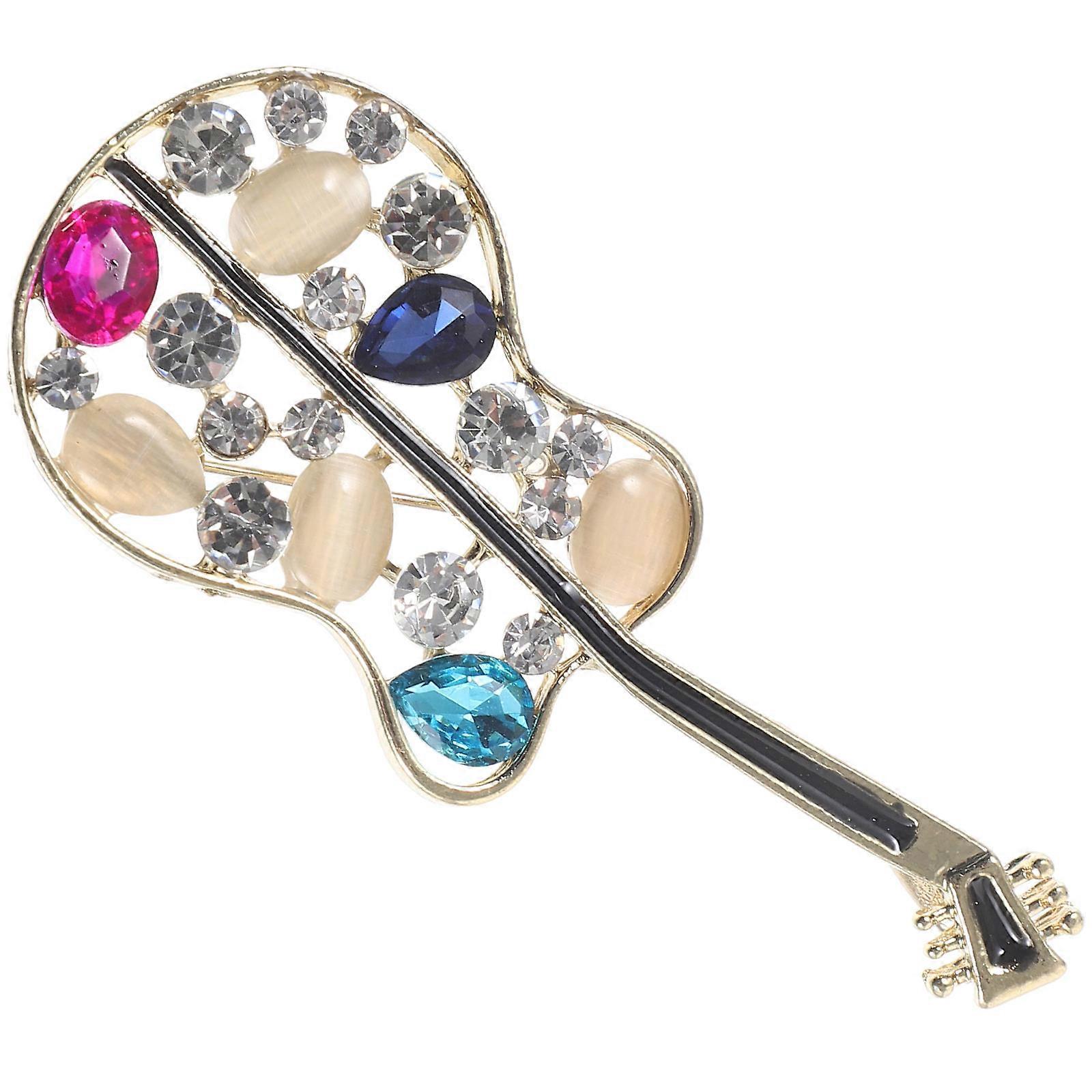 Guitar Rhinestone Brooch Alloy Accessory For Parties And Daily Life 28x11x02in 1Pack