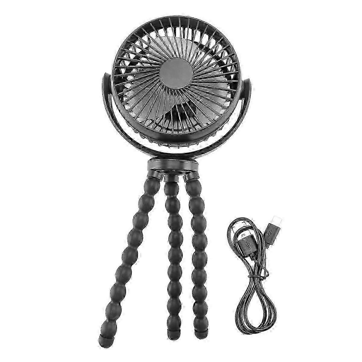 Stroller Fan, 5200MAh Battery Portable Fan with 360 Pivoting, Personal Fan with Flexible Tripod fo
