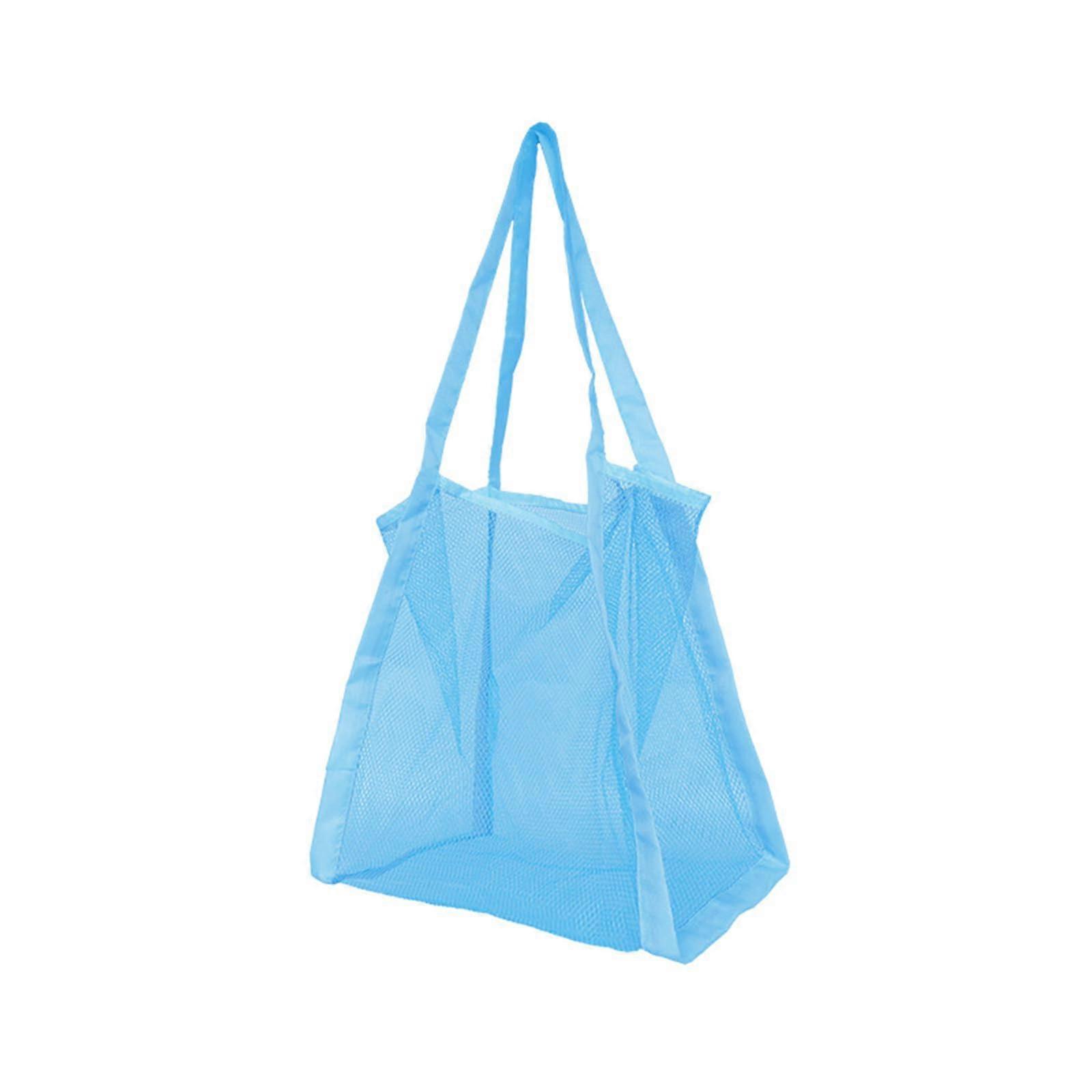 Nylon bag, beach toy organizer, bag, quickdrying and breathable mesh for kids, sand toy storage and transport, pool blue