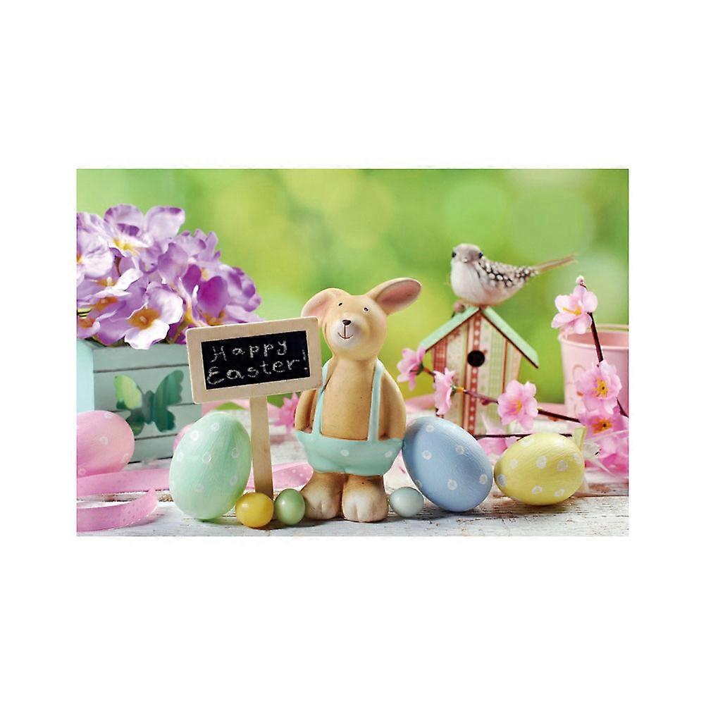 Easter Bunny & Egg Pattern Vinyl Backdrop Lightweight Durable Photography Prop for Spring Celebrations & Photo Booths