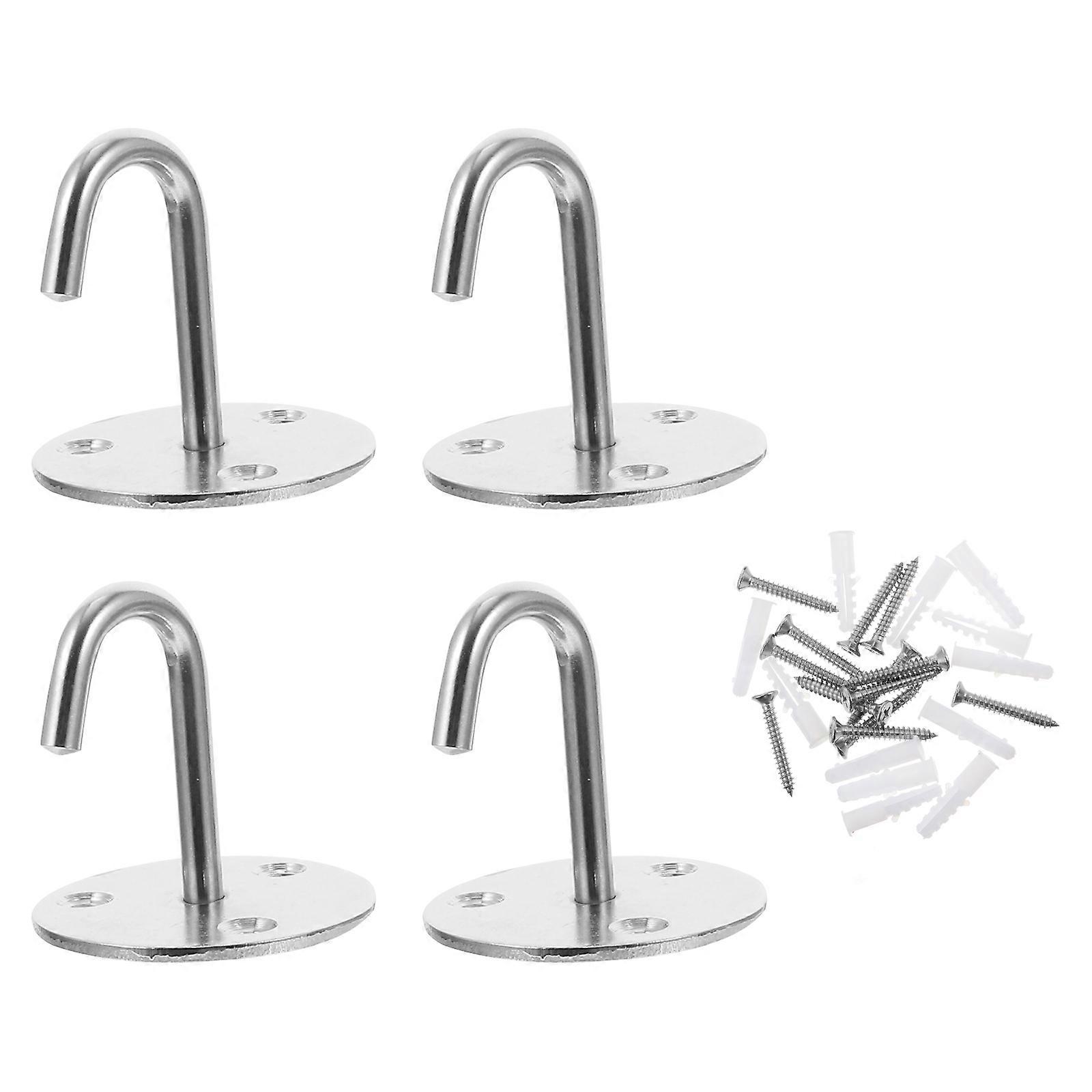Practical Silver Stainless Steel Wall Hooks for Hanging Things 4pcs Home Storage Solution