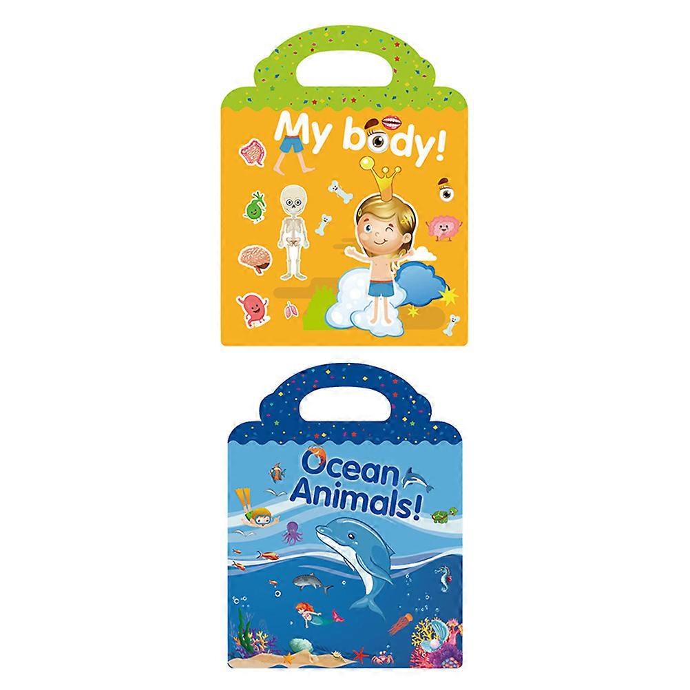Children Creativity Enhancement Reusable Stickers Books Assorted Color 2Pcs