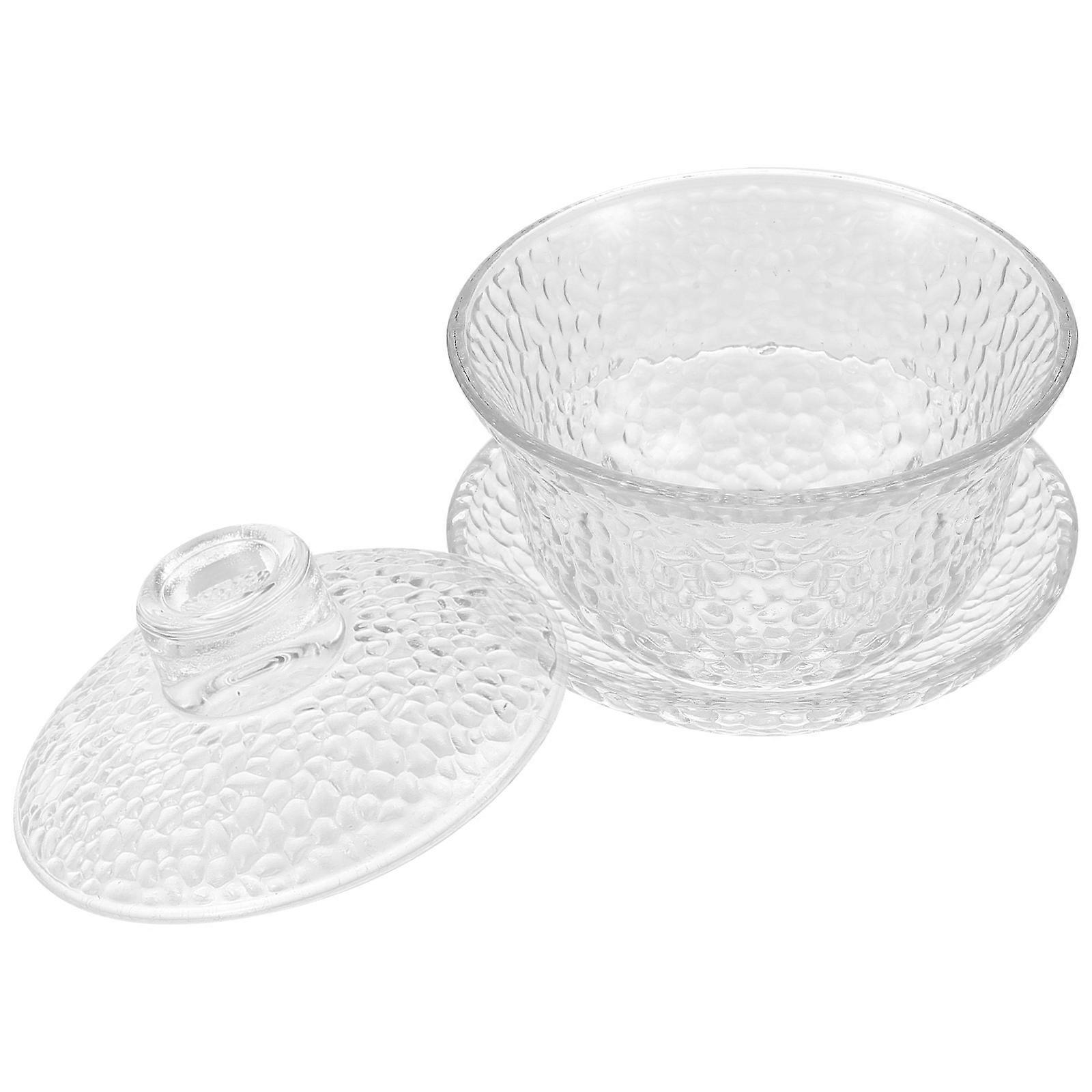 Elegant Hammered Glass Tea Cup Set with Saucer – Traditional Chinese Design for Tea Ceremony & Home Decor