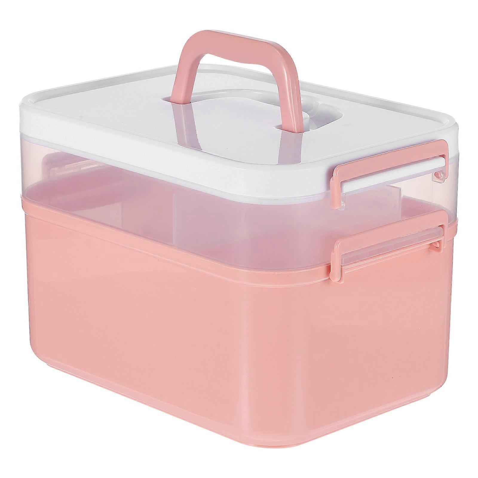 Pink Nail Art Supplies Tool Box for Storage with Simple Design and Easy-Carry Handle 1PC