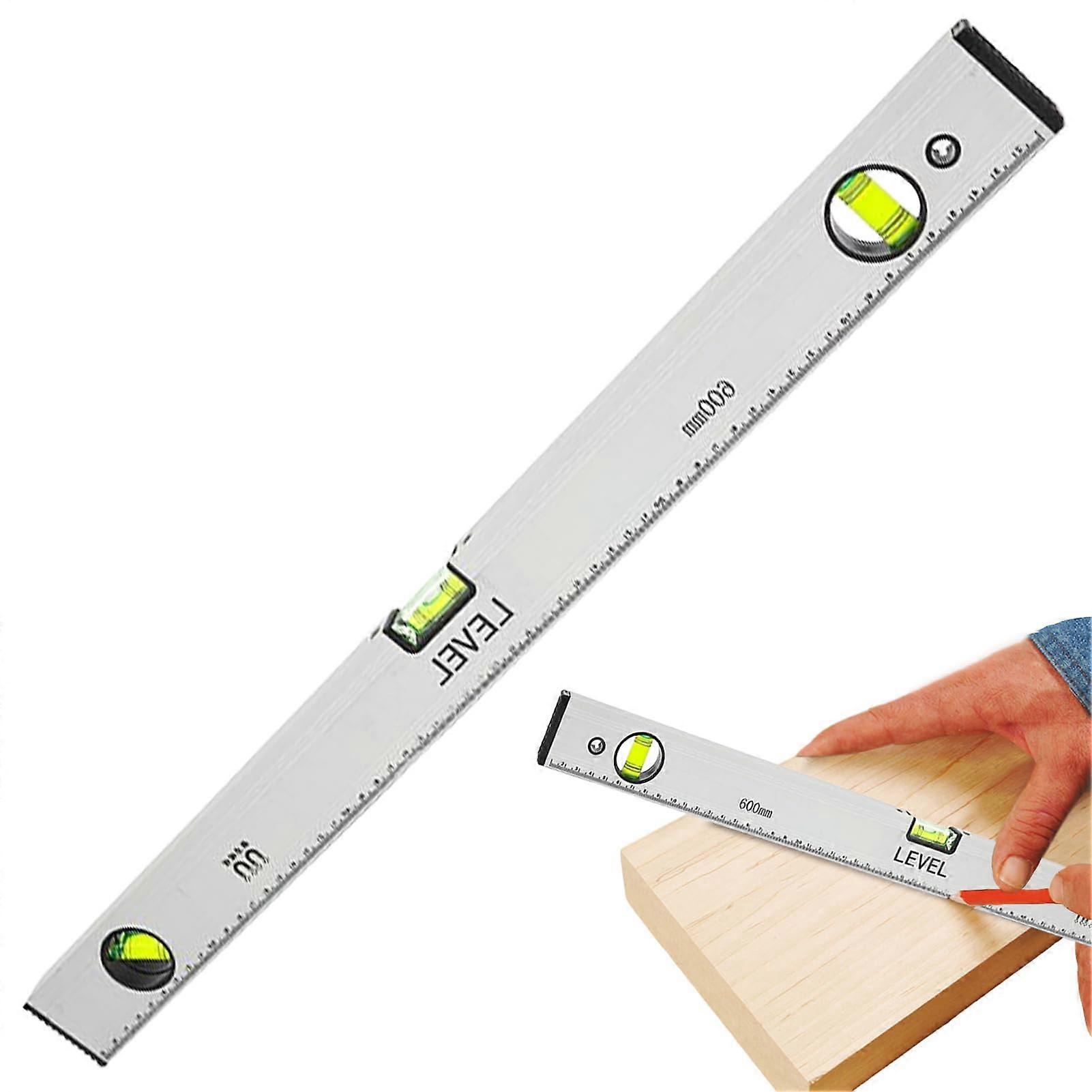 Magnetic Leveling Tool, Metal Ruler with Water Level, Reusable Measurement Gauge for Concrete, Roofing, Carpentry, Drywall