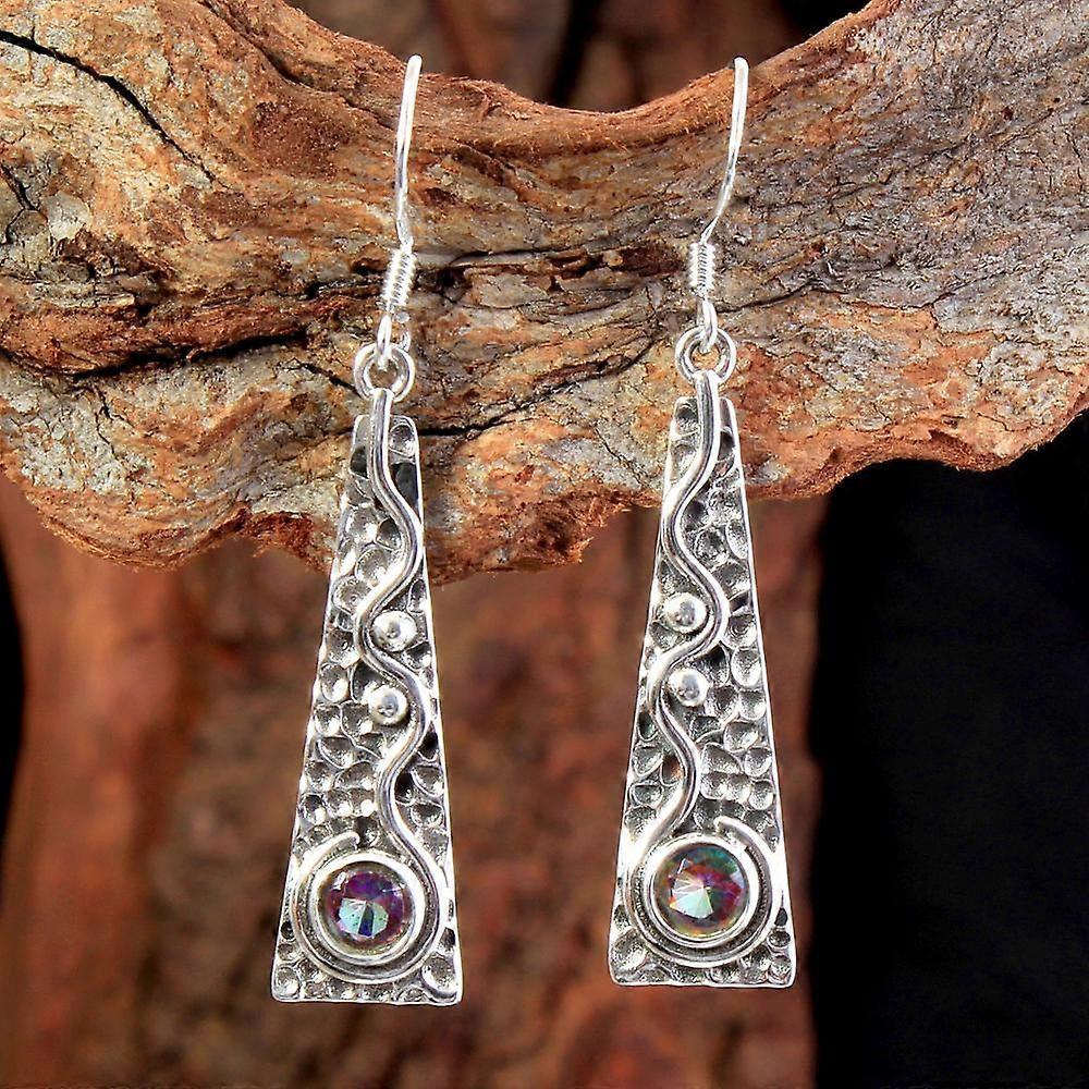 Mystic Topaz Gemstone Sterling Silver Dangle Earring