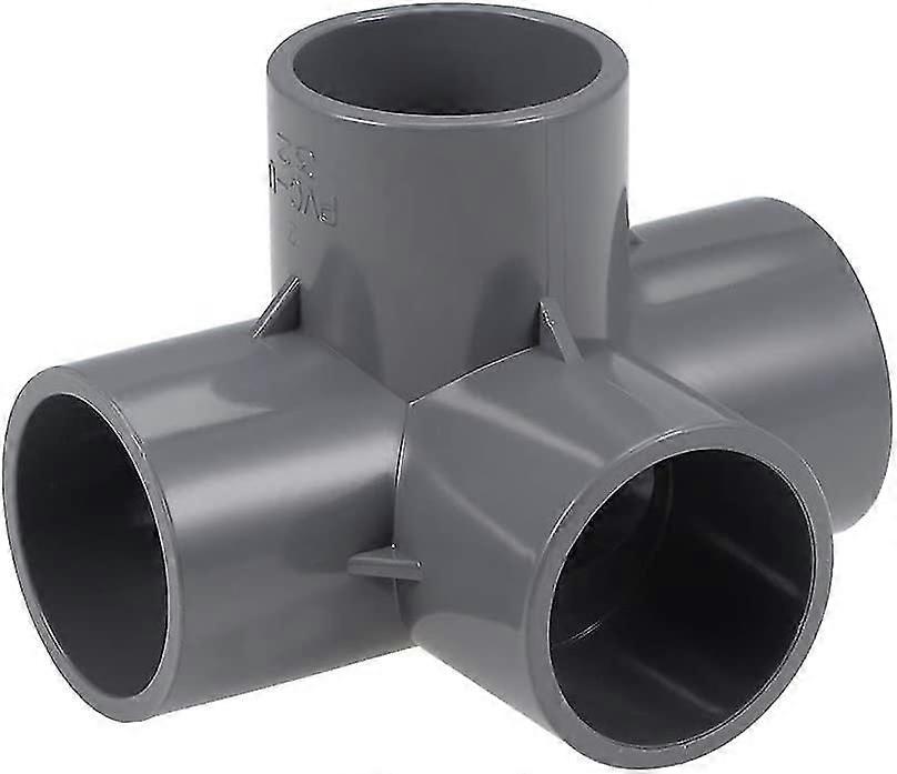 4 Way Elbow PVC Pipe Fitting Furniture Grade 32mm Angle Tee Connectors Gray 10Pcs