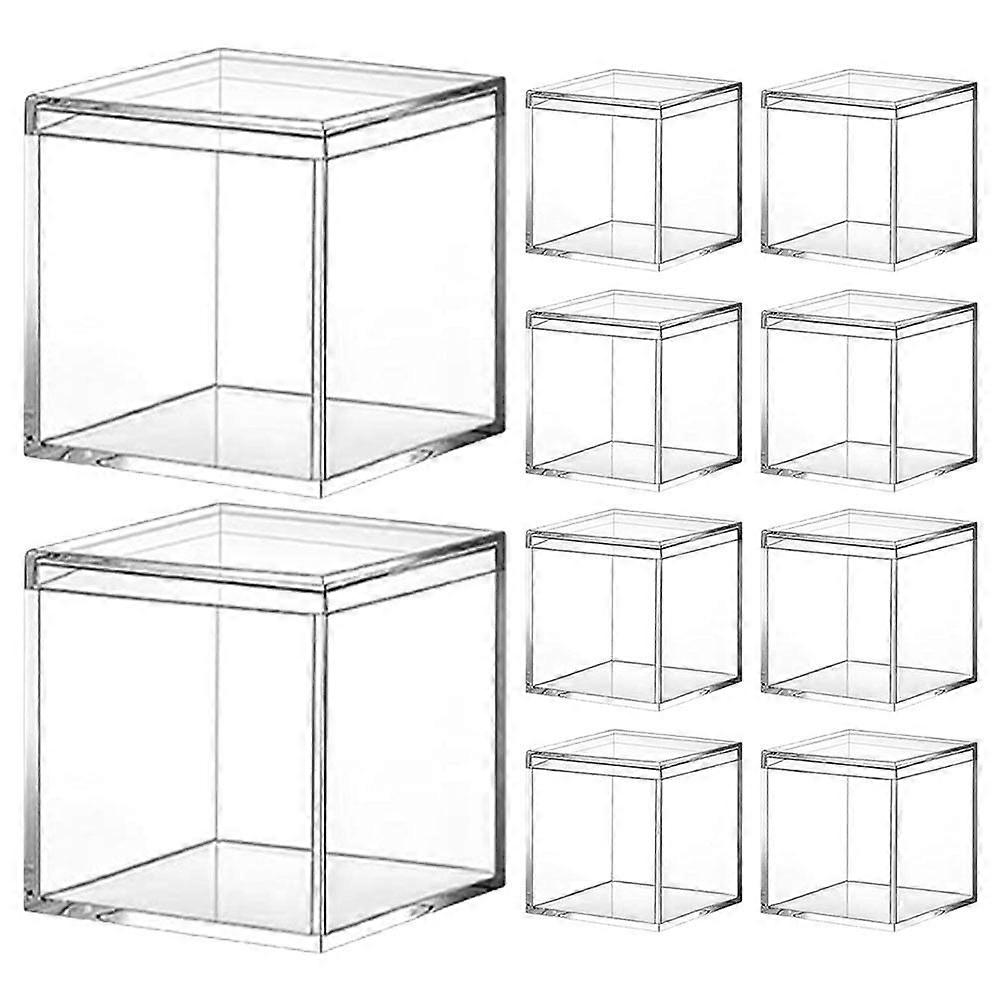 14pcs Square Shaped Display Box Candy Box Candy Case Chocolate Storage Case Acrylic Box with Lid (120ml)