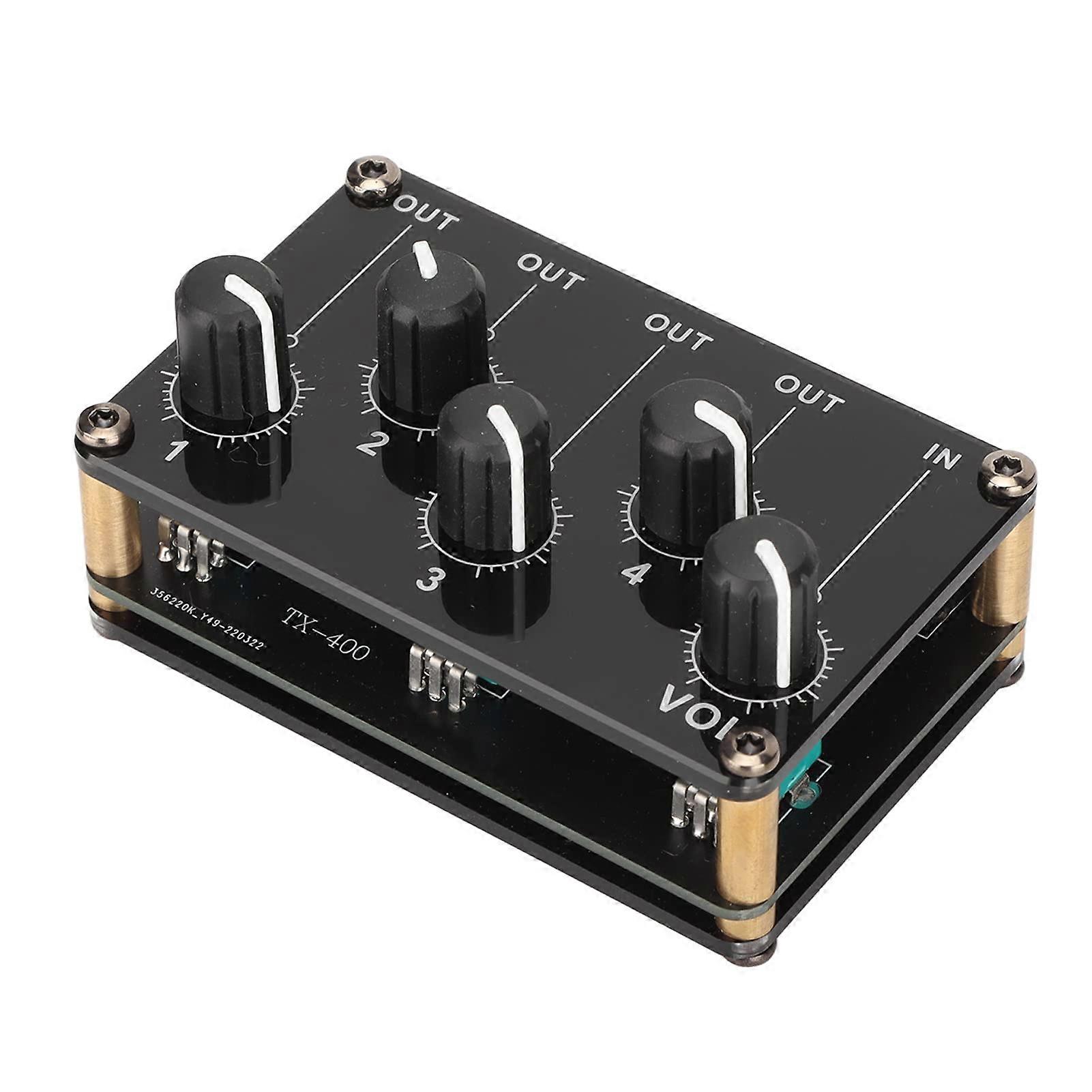 Portable Mini Stereo, 4 Channel Line Mixer, Volume Control, Stable Performance, Low Noise, Passive Mixer