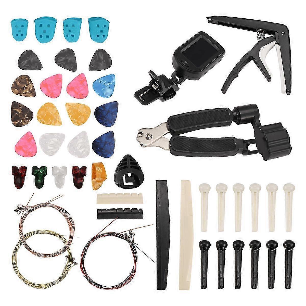 65-Piece Guitar Accessories Kit with Strings, Tuner, Capo, Picks & Holder for Music Lovers