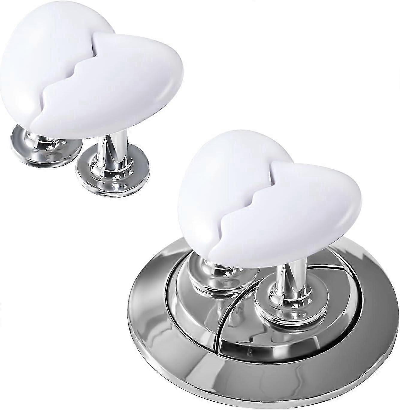 2pcs Mango de cajón de botón de tanque de inodoro de corazón de plástico blanco