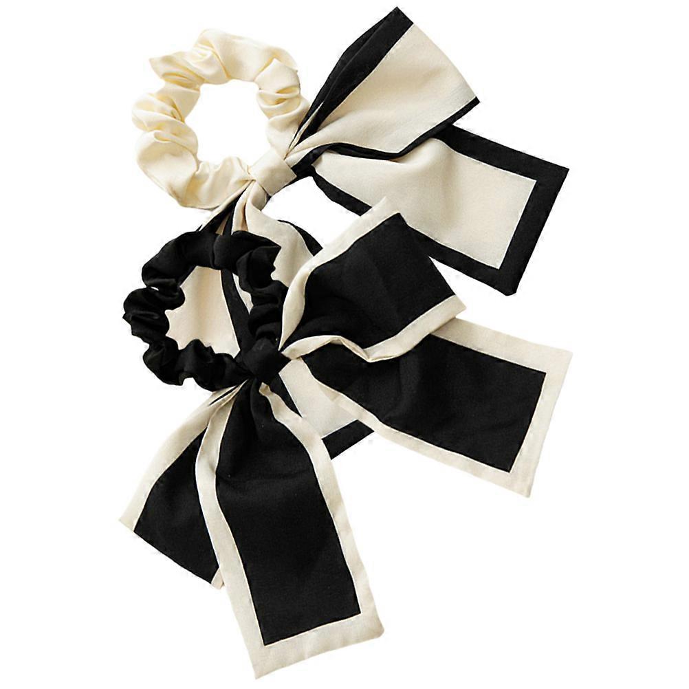 Scrunchie Bows Hair Bow Scrunchies Wide Band Daily Use Cloth Assorted Color Hair Fixing 2Pcs