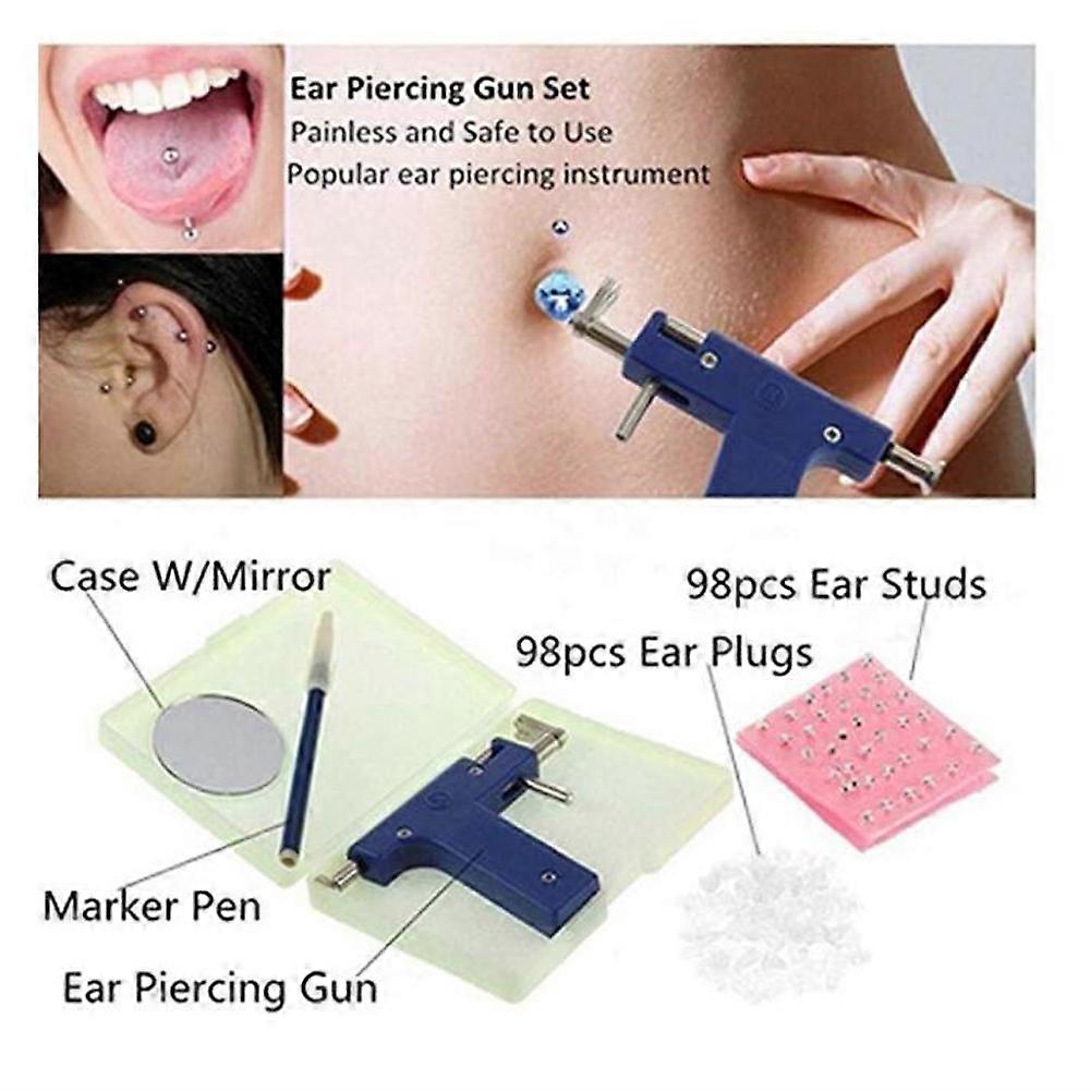 Professional Body Piercing Tool Set Ear Piercing Gun With Earring Stud Mirror Kit