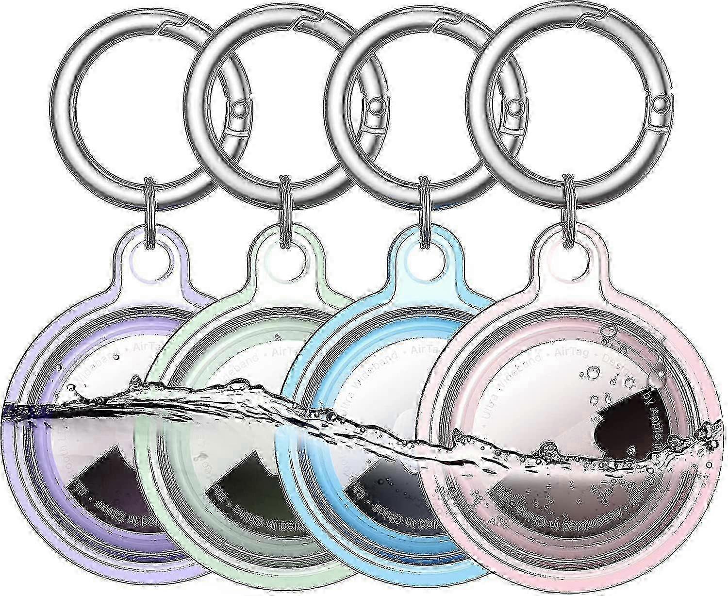 Waterproof AirTag Keychain Case 4 Pack in Different Colors, Compatible with Apple AirTag Accessories (Huali)