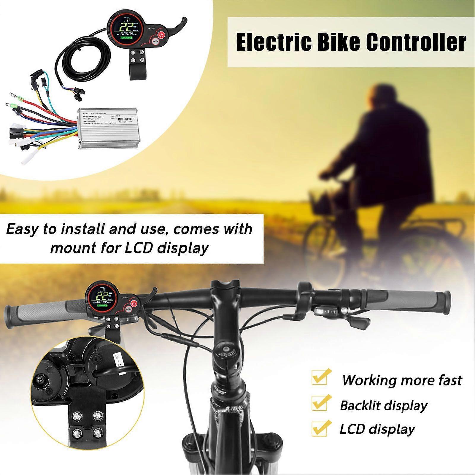 Motor Brushless Controller with Waterproof LCD Display Control Panel 24V-48V 350W Brushless Controller Kit for Electric Bicycle Scooter